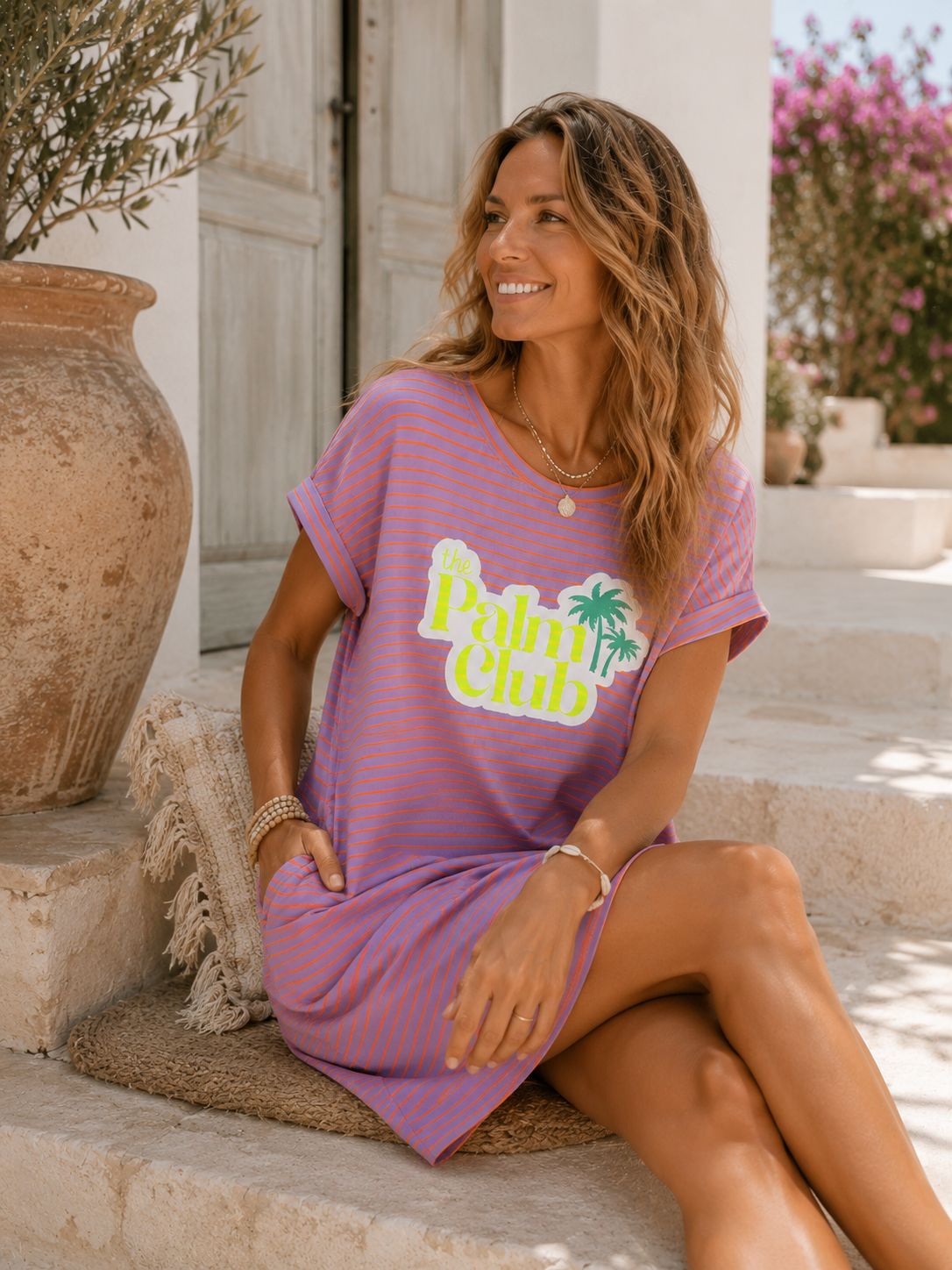 T-Shirt Kleid Valencia Stripes Palm Club Made in Italy 34-40/42