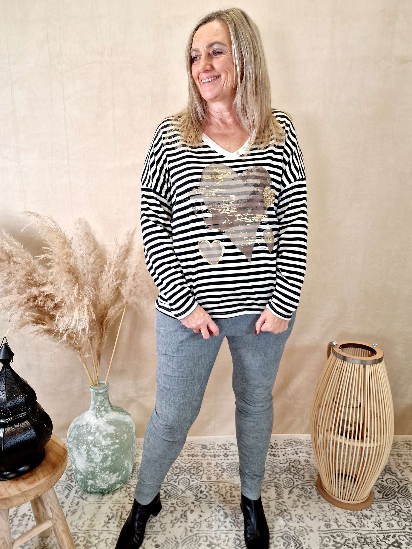 LONGSLEEVE SHIRT DANA BIG STRIPES 34-42 Made in Italy Langarm Pullover LONGSLEEVE SHIRT DANA BIG STRIPES 34-42 Made in Italy Langarm Pullover