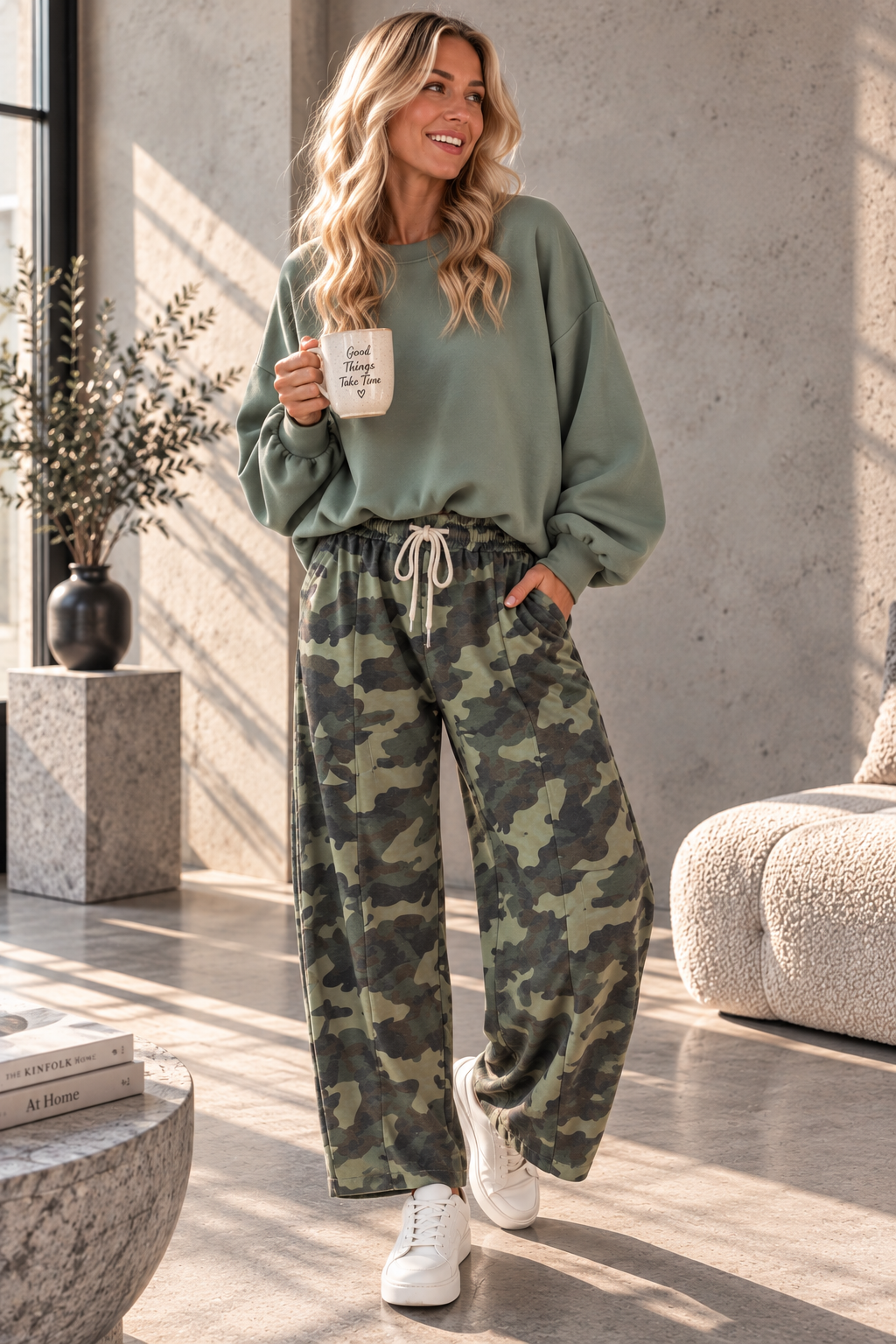 Ballon-Jogpant Amaris CAMOULFAGE HO0124 – lässige Basic Pants für jeden Tag Made in Italy 34-42/44