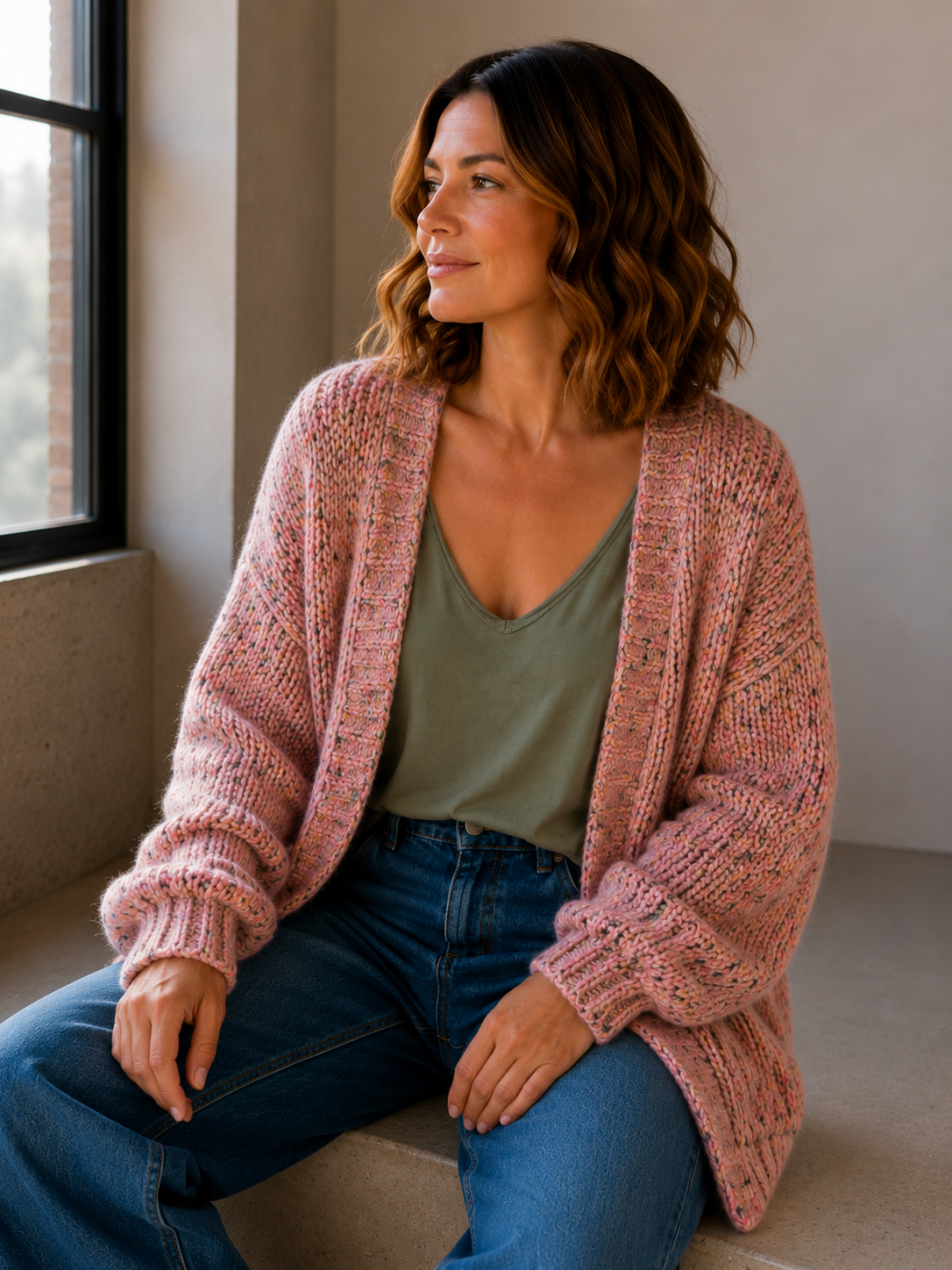 Cardigan mit Dots Kuschelig Strickjacke I NO.SJ0024 I Made in Italy 34-44/46