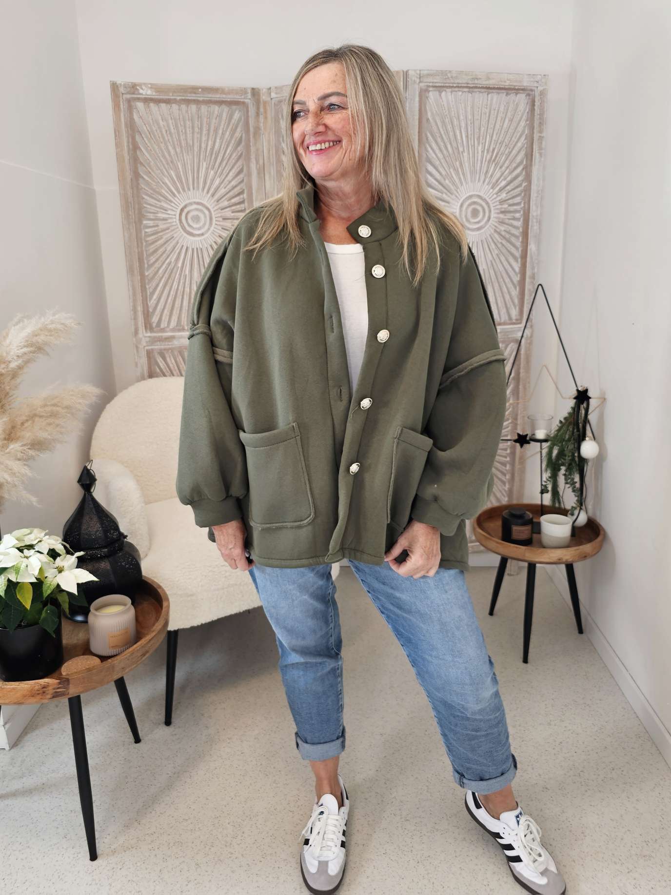 OVERSIZE SWEATSHIRT JACKE VERONA Made in Italy 34-46 Sweatshirtjacke OVERSIZE SWEATSHIRT JACKE VERONA Made in Italy 34-46 Sweatshirtjacke