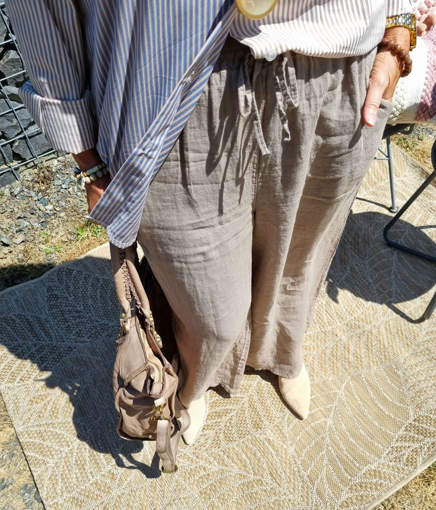 LINEN MARLENE PANT BRIGITTE TAUPE Pocket 34-42 Made in Italy weite Leinen Hose mit Taschen LINEN MARLENE PANT BRIGITTE TAUPE Pocket 34-42 Made in Italy weite Leinen Hose mit Taschen