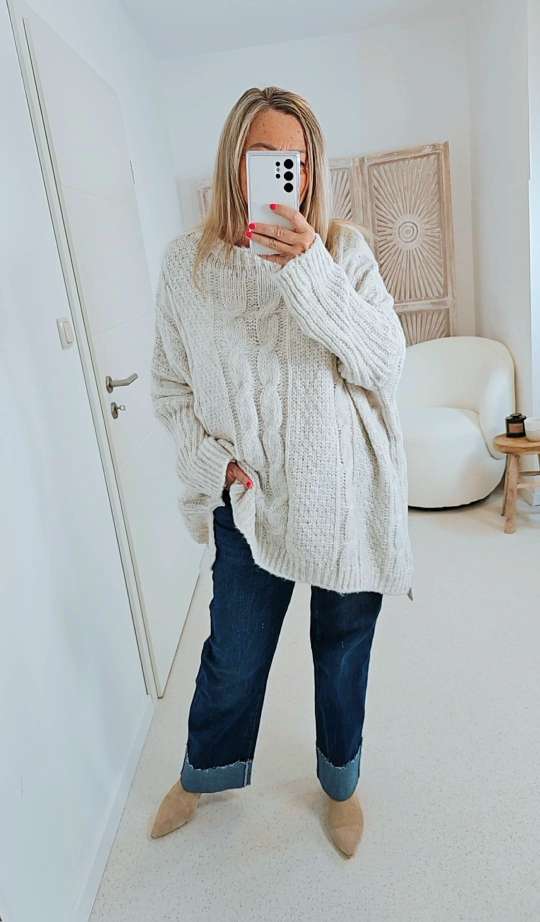 STRICKPULLOVER ZOPFMUSTER TARA Oversize Pullover Made in Italy 36 - 48/50 STRICKPULLOVER ZOPFMUSTER TARA Oversize Pullover Made in Italy 36 - 48/50