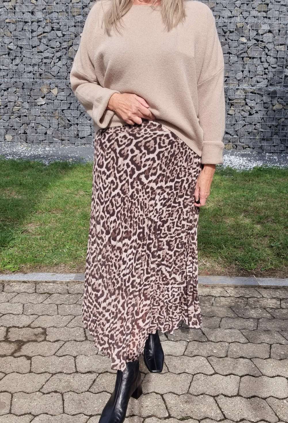 PLISSEE SKIRT SARABI LEO CREME Midi Rock Made in Italy 34-40 PLISSEE SKIRT SARABI LEO CREME Midi Rock Made in Italy 34-40