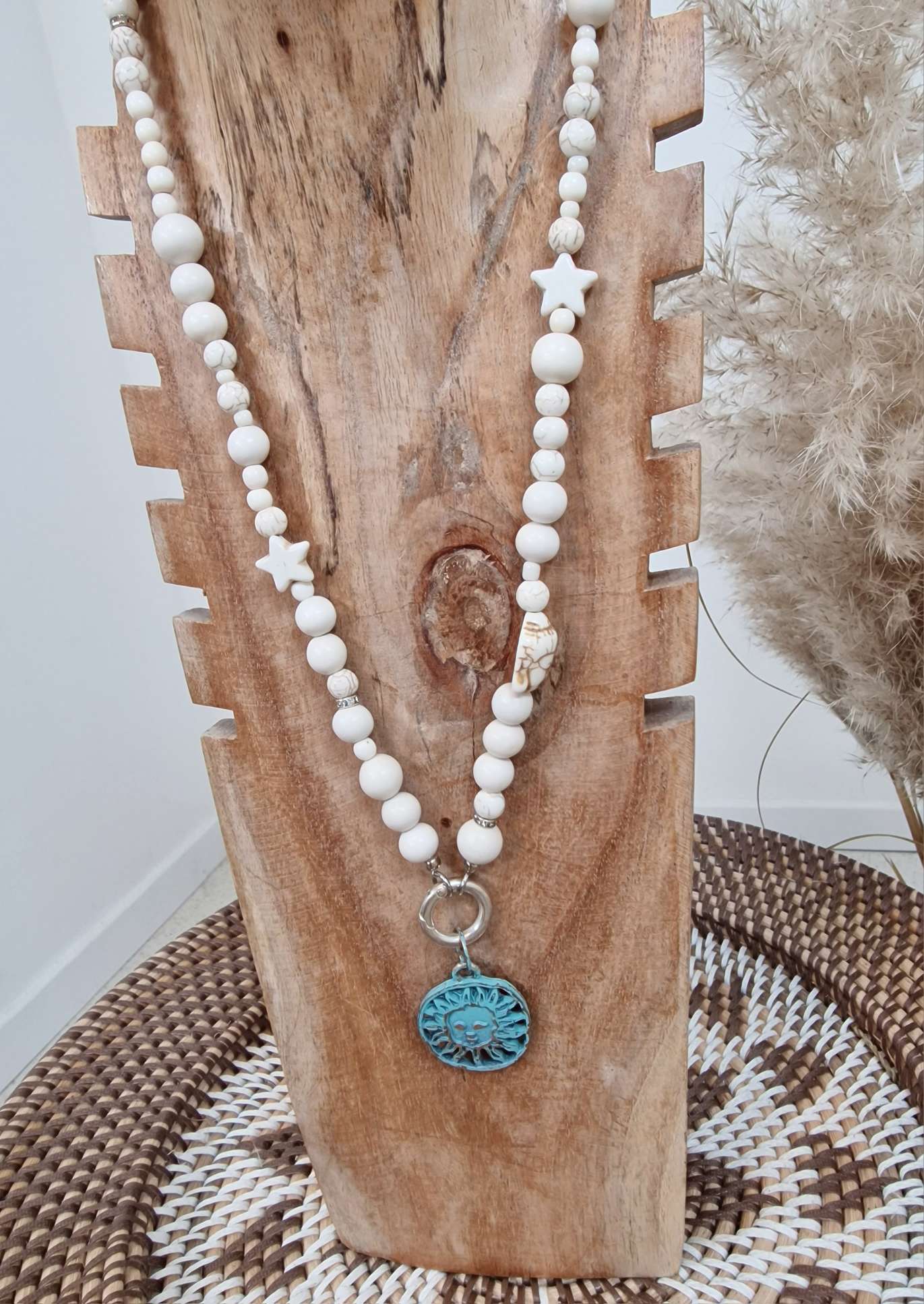 EXKLUSIVE LANGE KETTE BUDDHA OFFWHITE Silver Shiny SUNSHINE Türkis EXKLUSIVE LANGE KETTE BUDDHA OFFWHITE Silver Shiny SUNSHINE Türkis