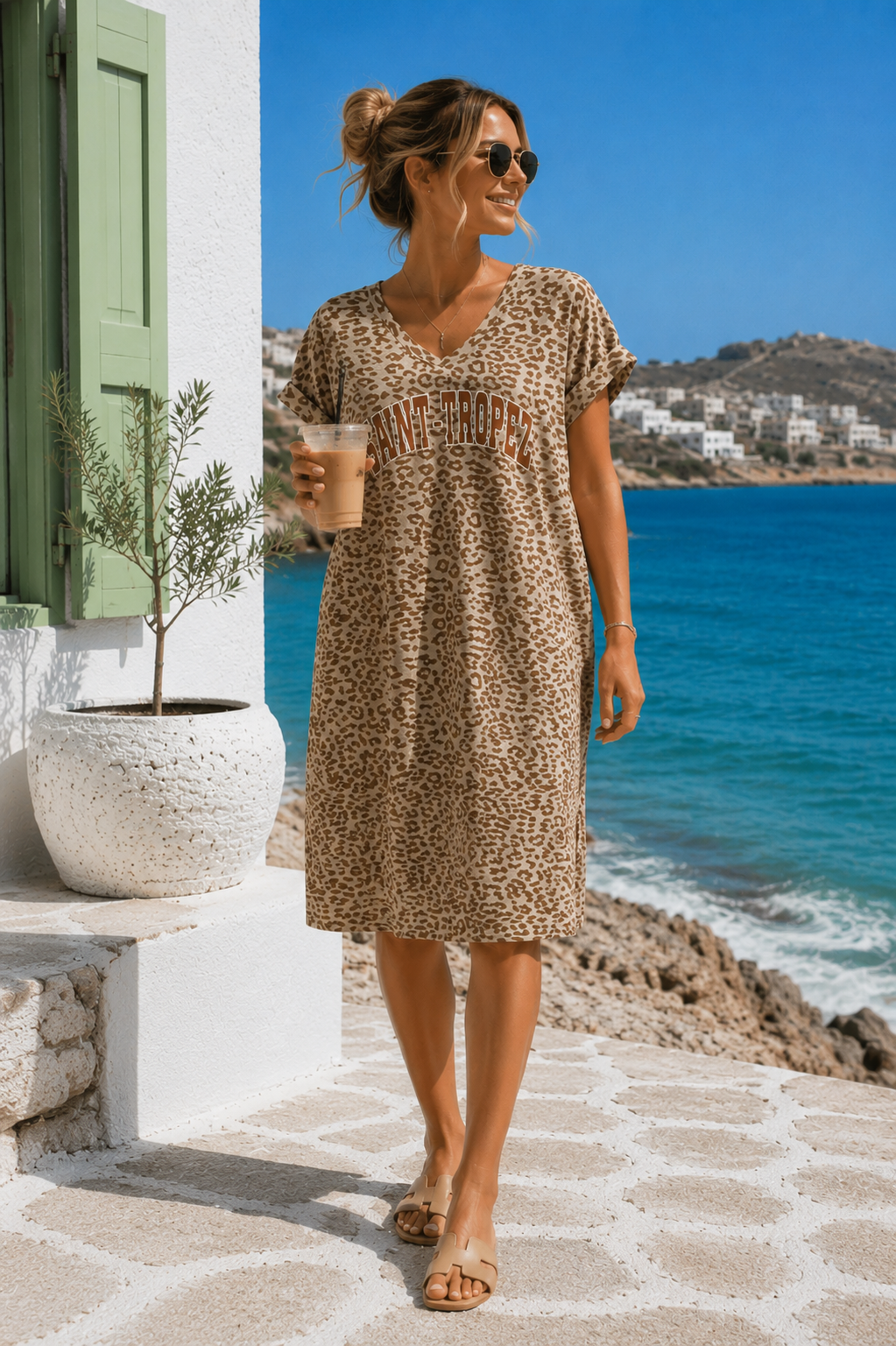 Leo-T-Shirt-Kleid Safiya Saint Tropez Made in Italy 34-42/44