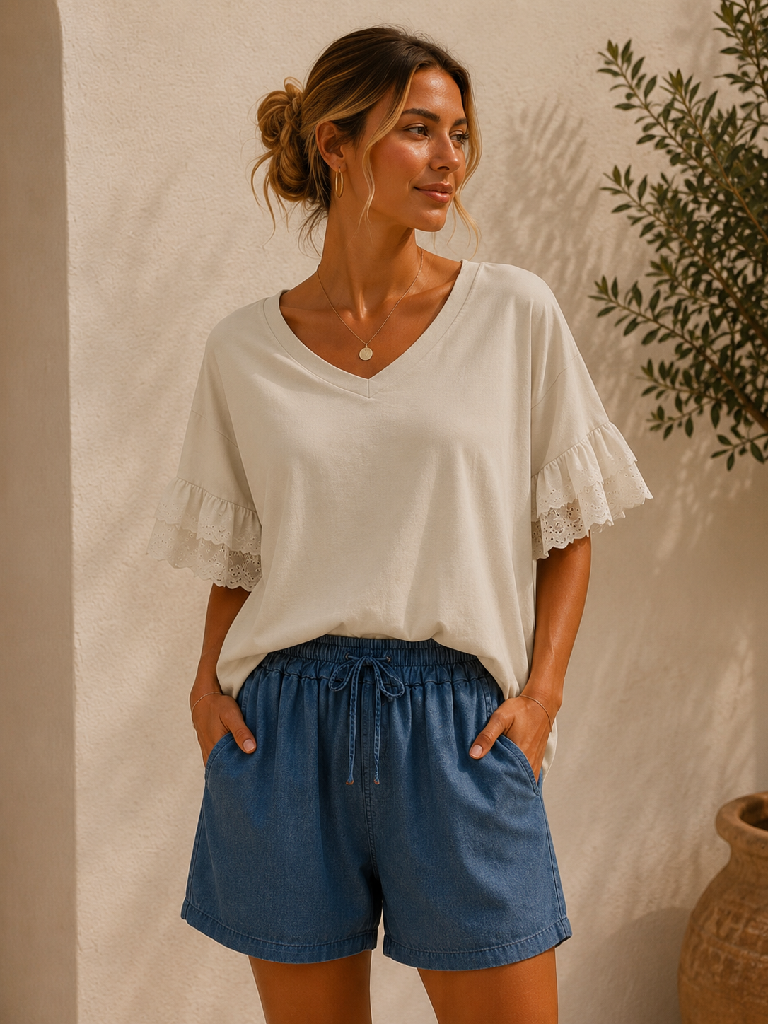 T-Shirt Maelle Rüschen Made in Itlay 34-40/42 Sommerschnapper – vom Umtausch ausgeschlossen