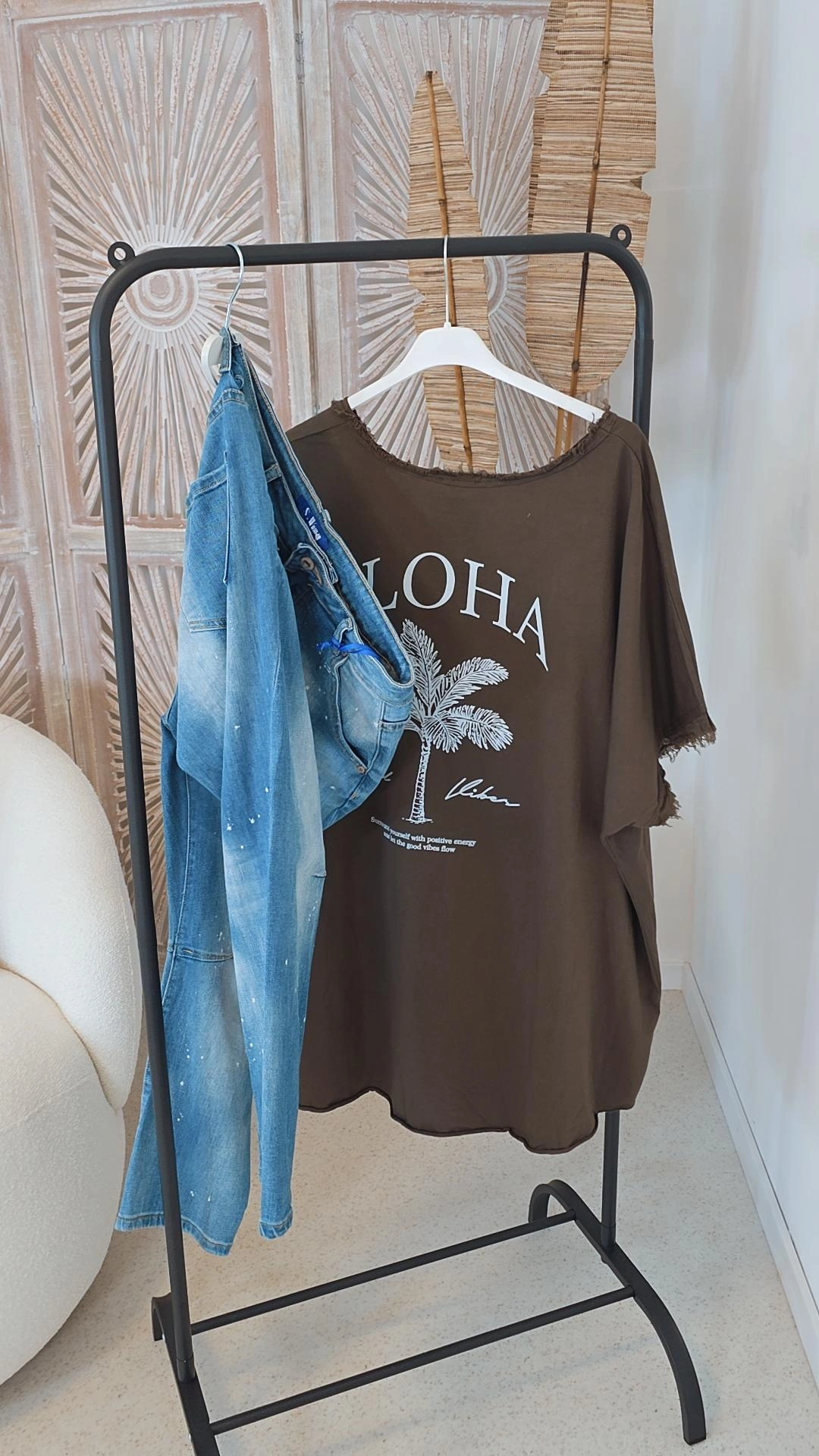 BASIC SHIRT ALOHA PALMS STONEWASHED VOKUHILA Made in Italy 34-44/46