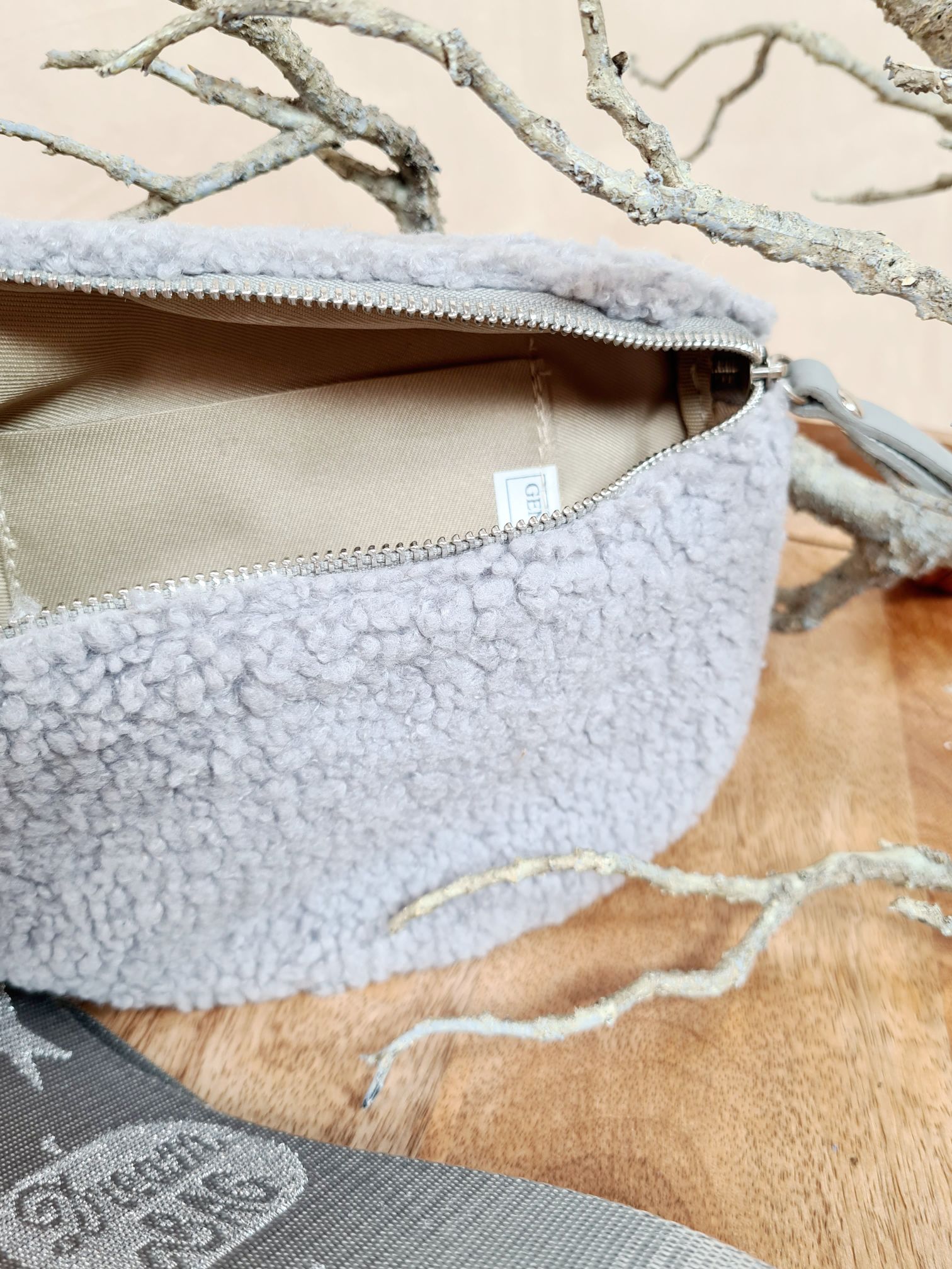 BAUCHTASCHE TEDDY S AURI GRAU DREAM BAG Umhängetasche mit Leder Made in Italy BAUCHTASCHE TEDDY S AURI GRAU DREAM BAG Umhängetasche mit Leder Made in Italy