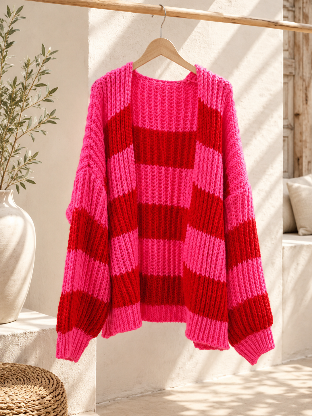 Strickjacke Blockstreifen NO. SJ0015 I weich & lässig I Strickjacke I Made in Italy I 34-42/44