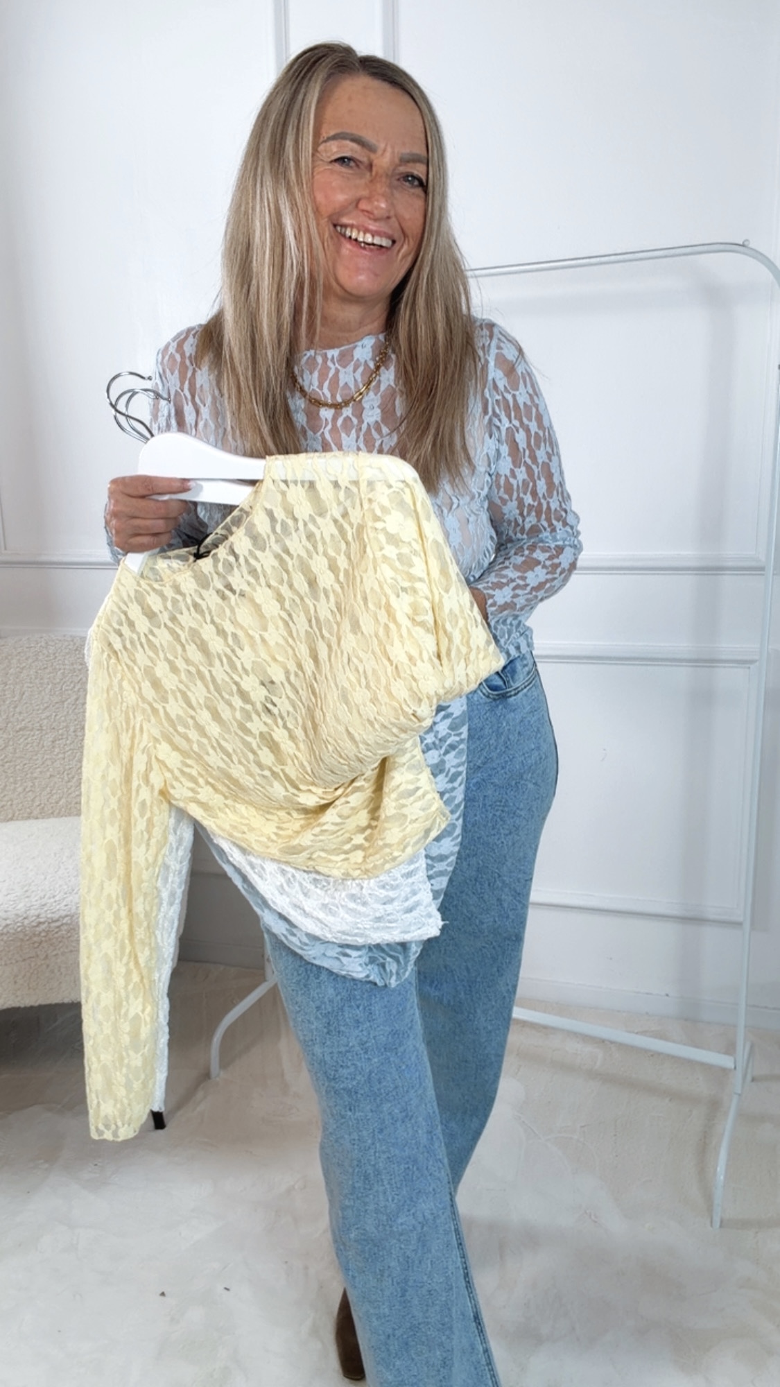 SPITZENSHIRT LONG ELIN Made in Italy 34 - 40/42