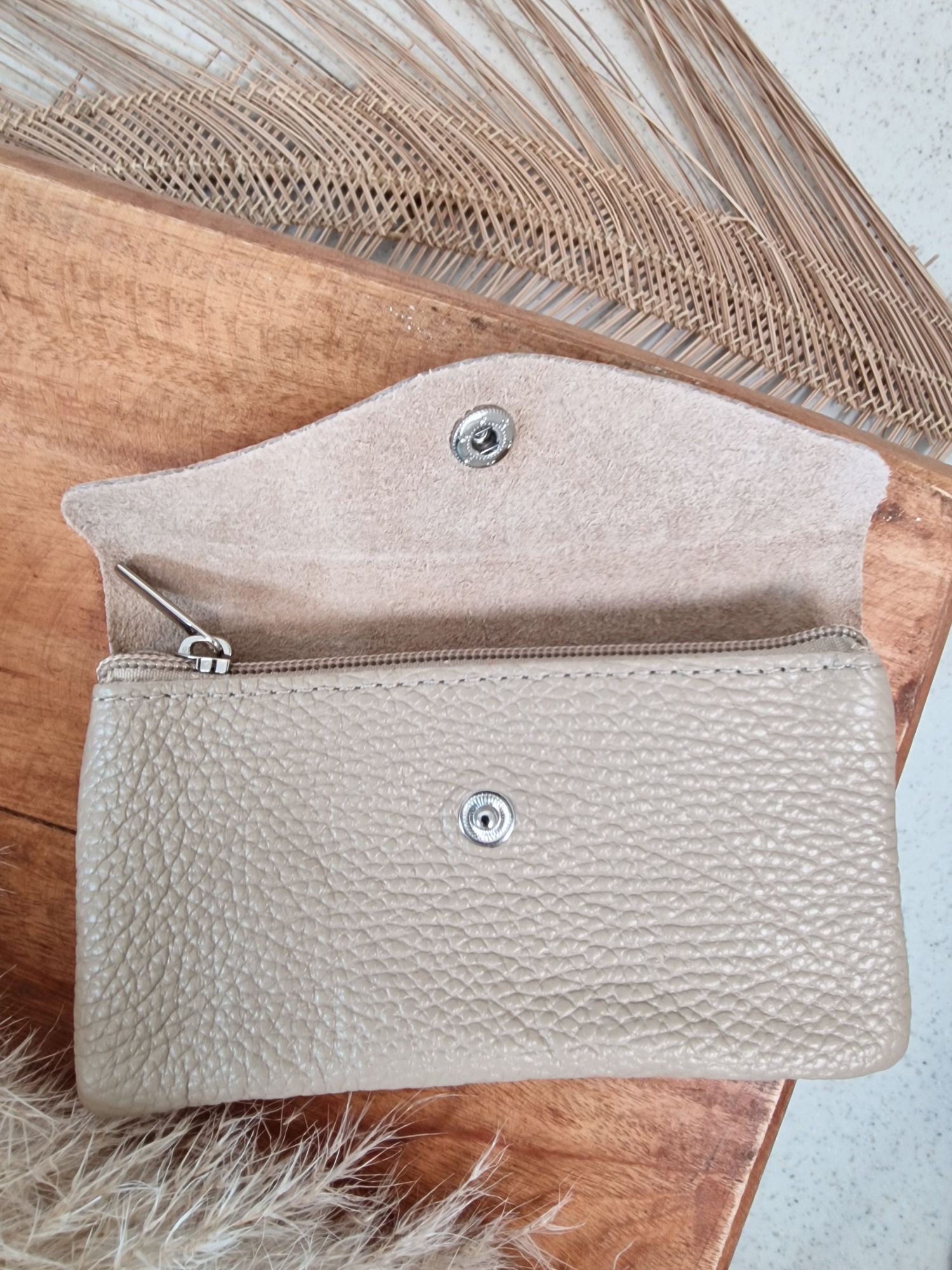 GELDBÖRSE SARINA BEIGE Made in Italy kleiner LEDER Geldbeutel Portemonnaie