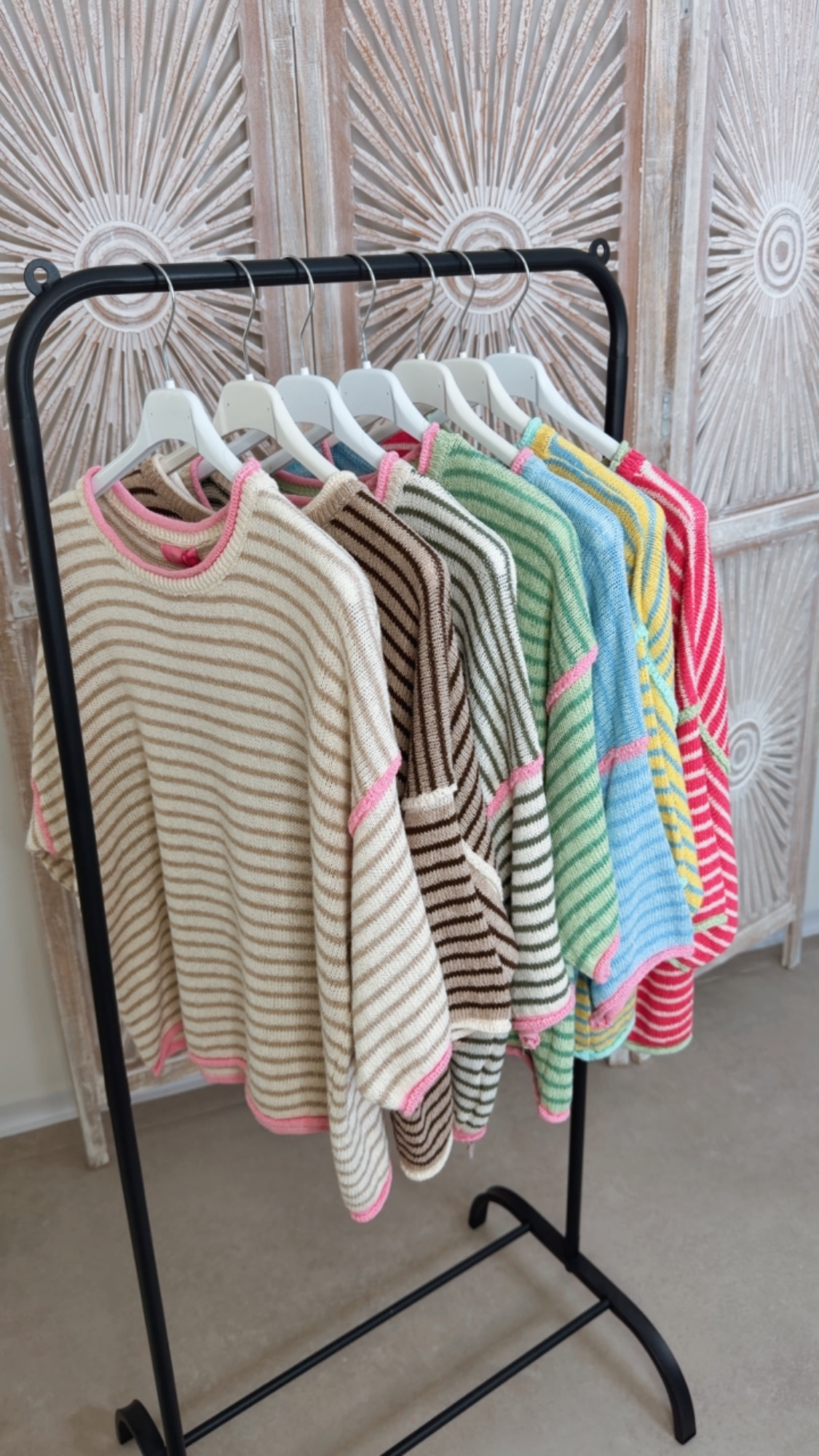 Strickshirt Salo Stripes Made in Italy 34-42 Kurzarm Pullover
