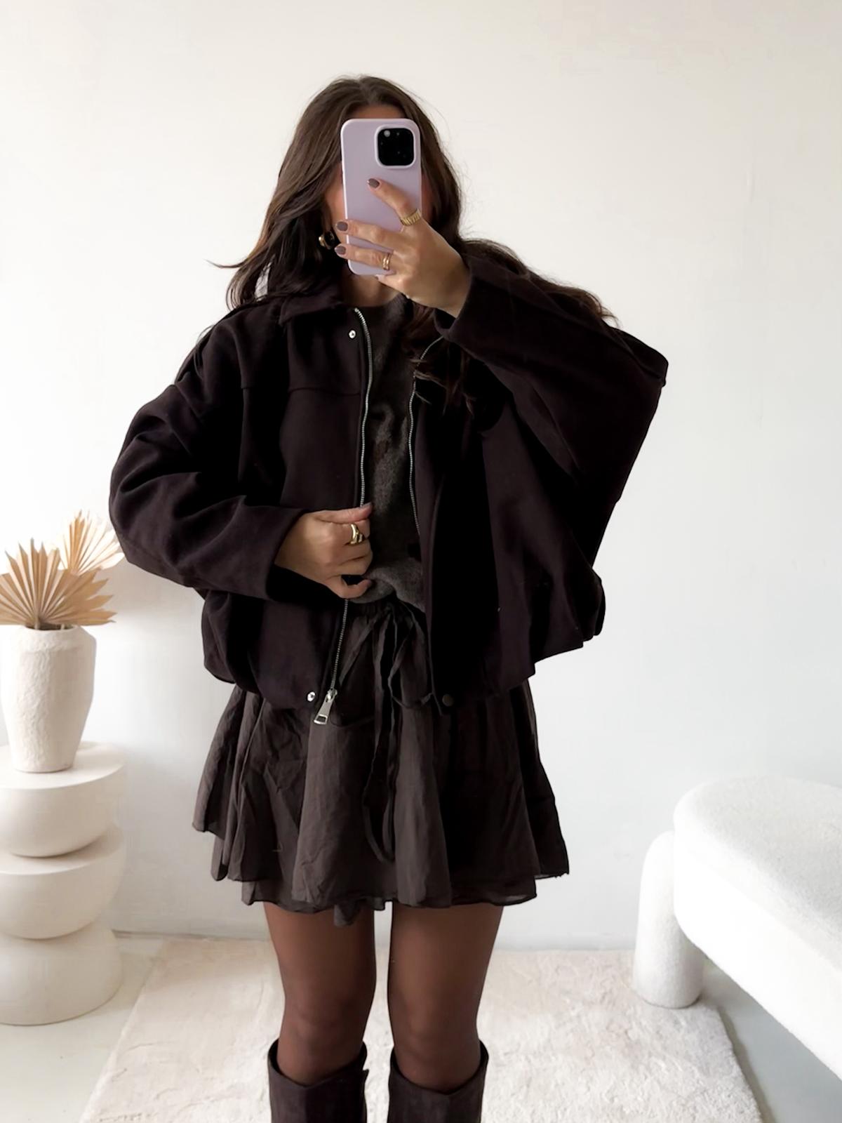 TRENDIGE BLOUSON JACKE SUEDE TOUCH RIGA MANTELJACKE Made in Italy 34 - 42 Velourlederimitat