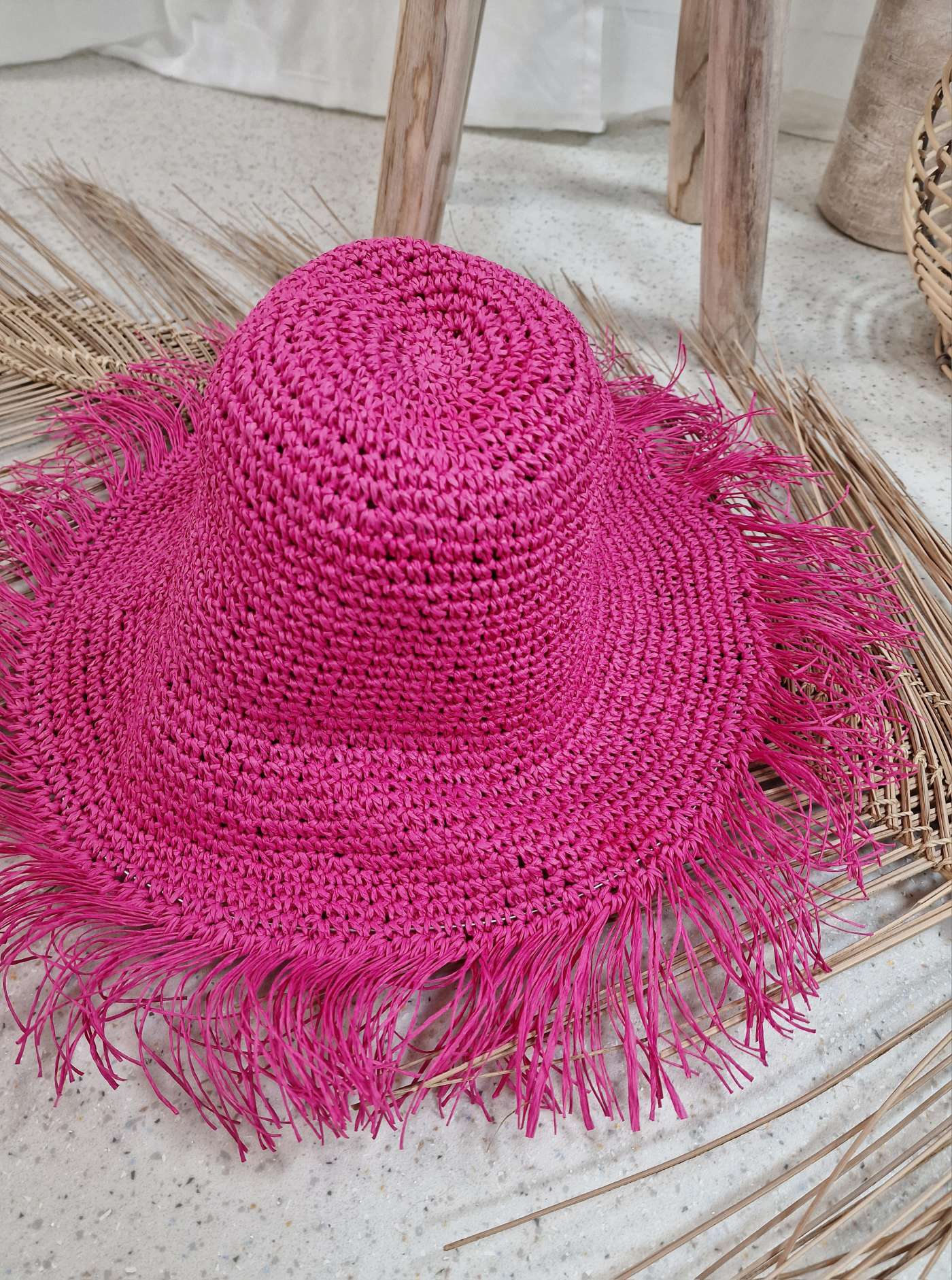 STROHHUT ADRIAN PINK Italy Design geflochtener Sonnenhut Sommerhut Mütze