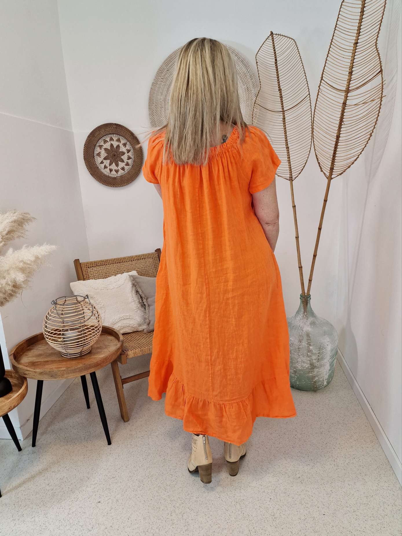 LINEN TUNIKA DRESS LUISE ORANGE 34-42 Made in Italy Leinen Kleid Leinenkleid Linendress LINEN TUNIKA DRESS LUISE ORANGE 34-42 Made in Italy Leinen Kleid Leinenkleid Linendress