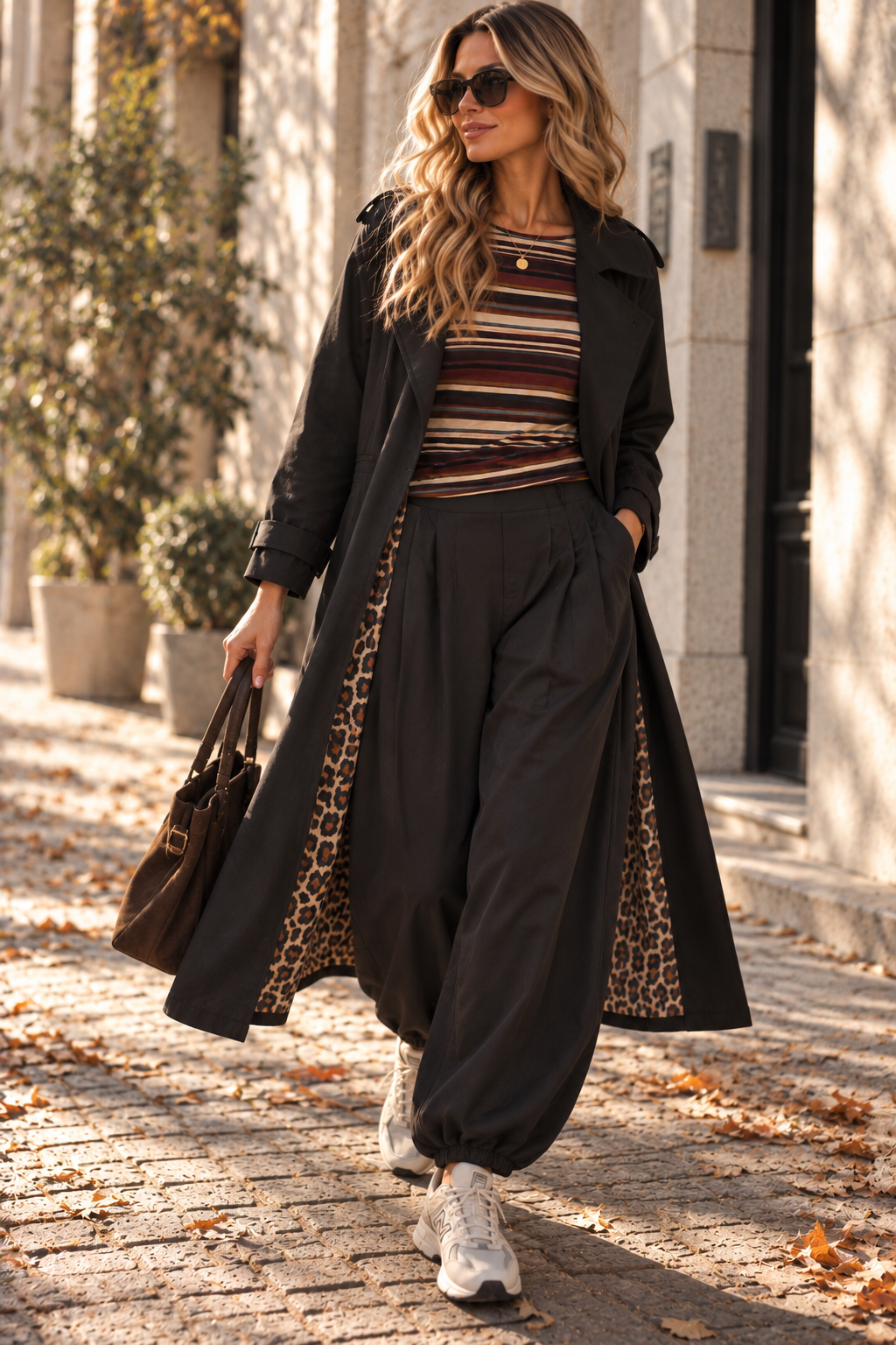Tansania – Trenchcoat Mantel in Velourleder-Optik mit Leo-Futter | Made in Italy