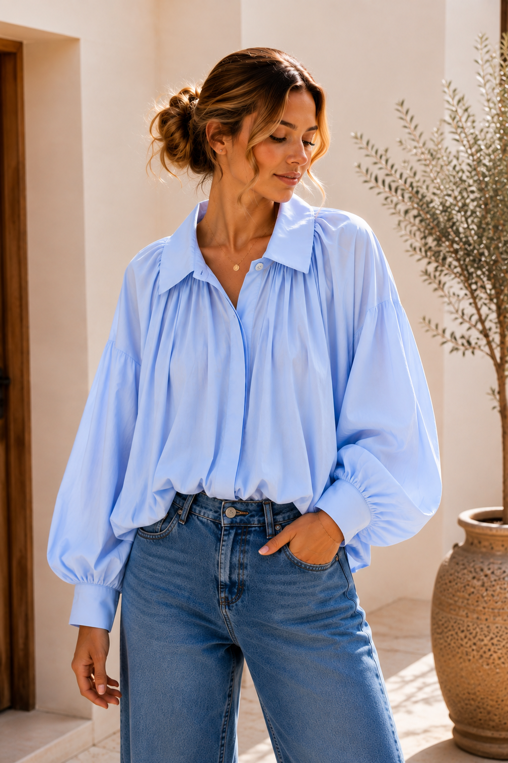 Ballonbluse „Vittoria“ – Made in Italy 🇮🇹  34-42 Basic Bluse