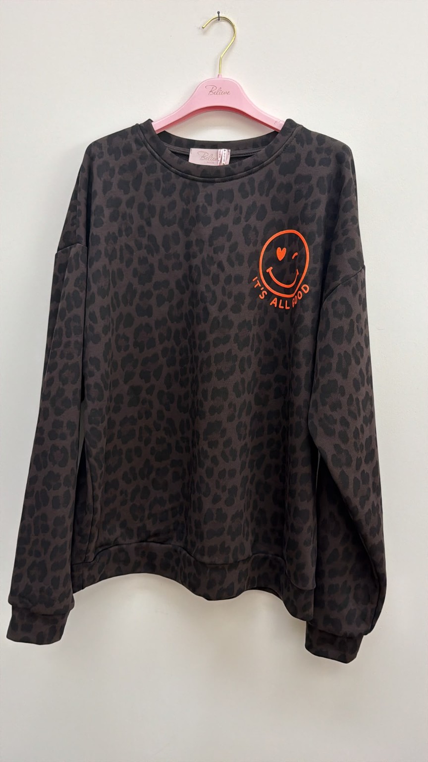 Sweatshirt „Happy Vibes NINA LEO“ – Made in Italy Gr. 34-42/44