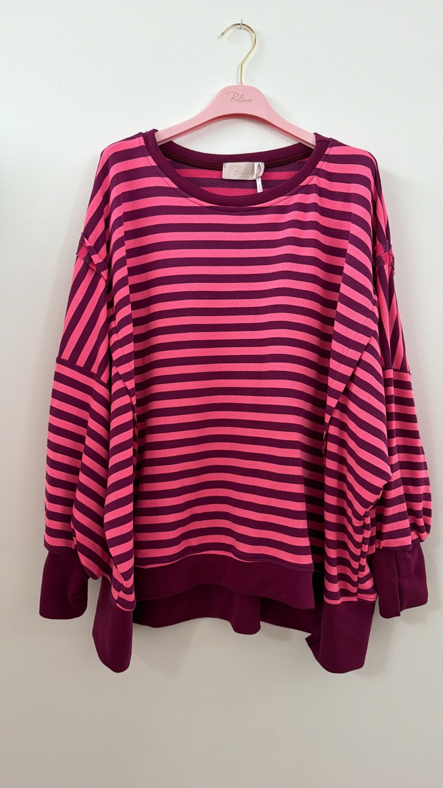 Sweater Charly mit Raw-Cut Details Stripes Made in Italy 34-44/46