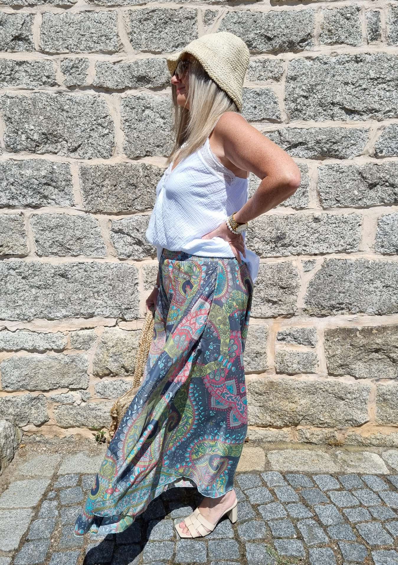 SILK HOSENROCK MALEDIVE GREY Grau Boho Bohemian Seide Hose Rock Skirt Beach Sommer 34-40/42 SILK HOSENROCK MALEDIVE GREY Grau Boho Bohemian Seide Hose Rock Skirt Beach Sommer 34-40/42