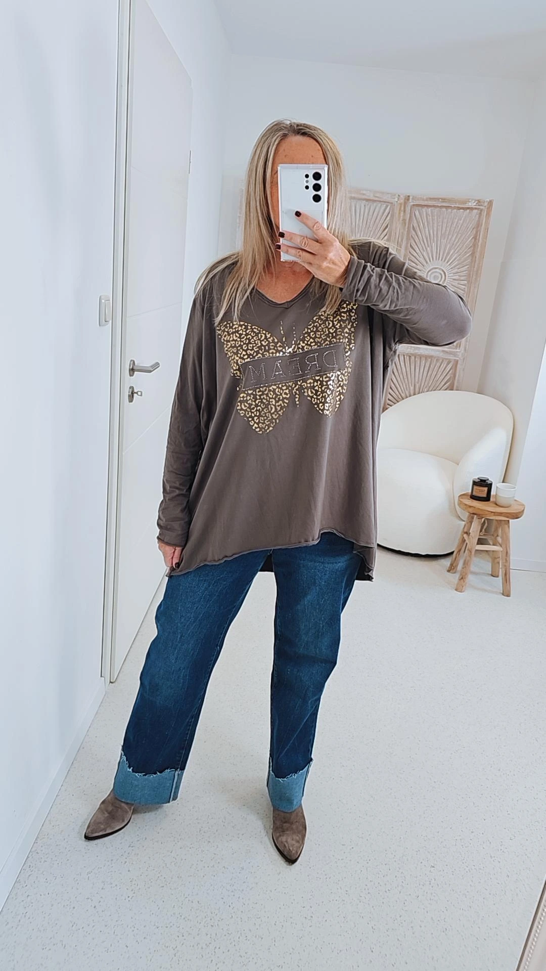 OVERSIZE BASIC SHIRT BUTTERFLY 34 -42 Made in Italy Vokuhila 