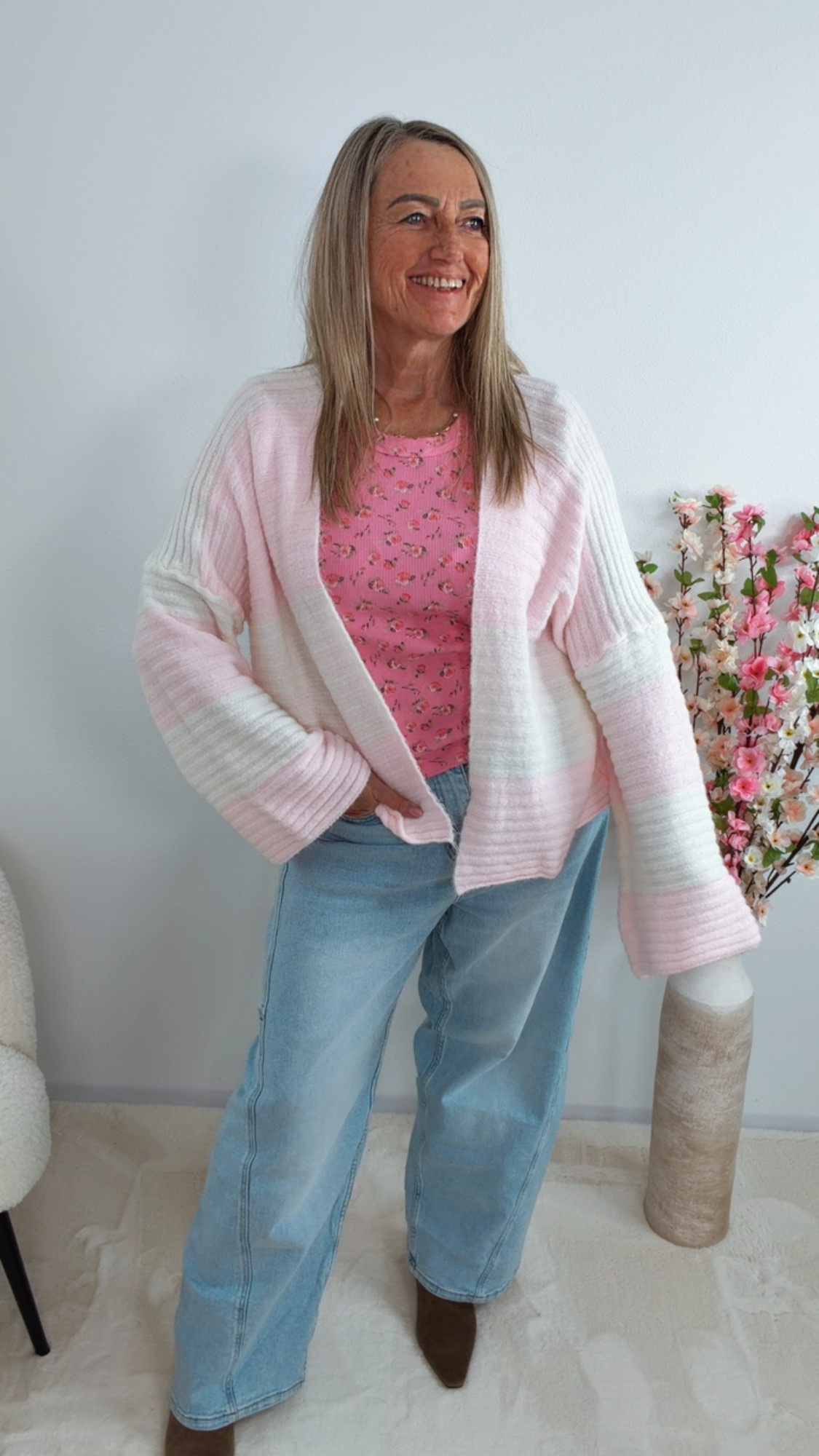 🌸💚✨ Cardigan Stripes Zireliah Made in Itlay 34-42/44 Strickjacke Streifen