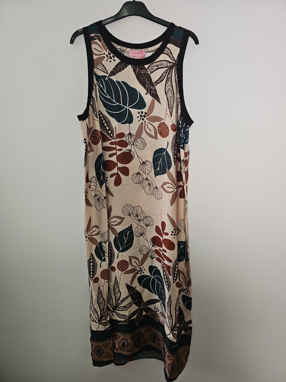 Satin-Kleid Kalila Blätterprint Made in Italy Viskose Qualtiät Gr. 34-40/42