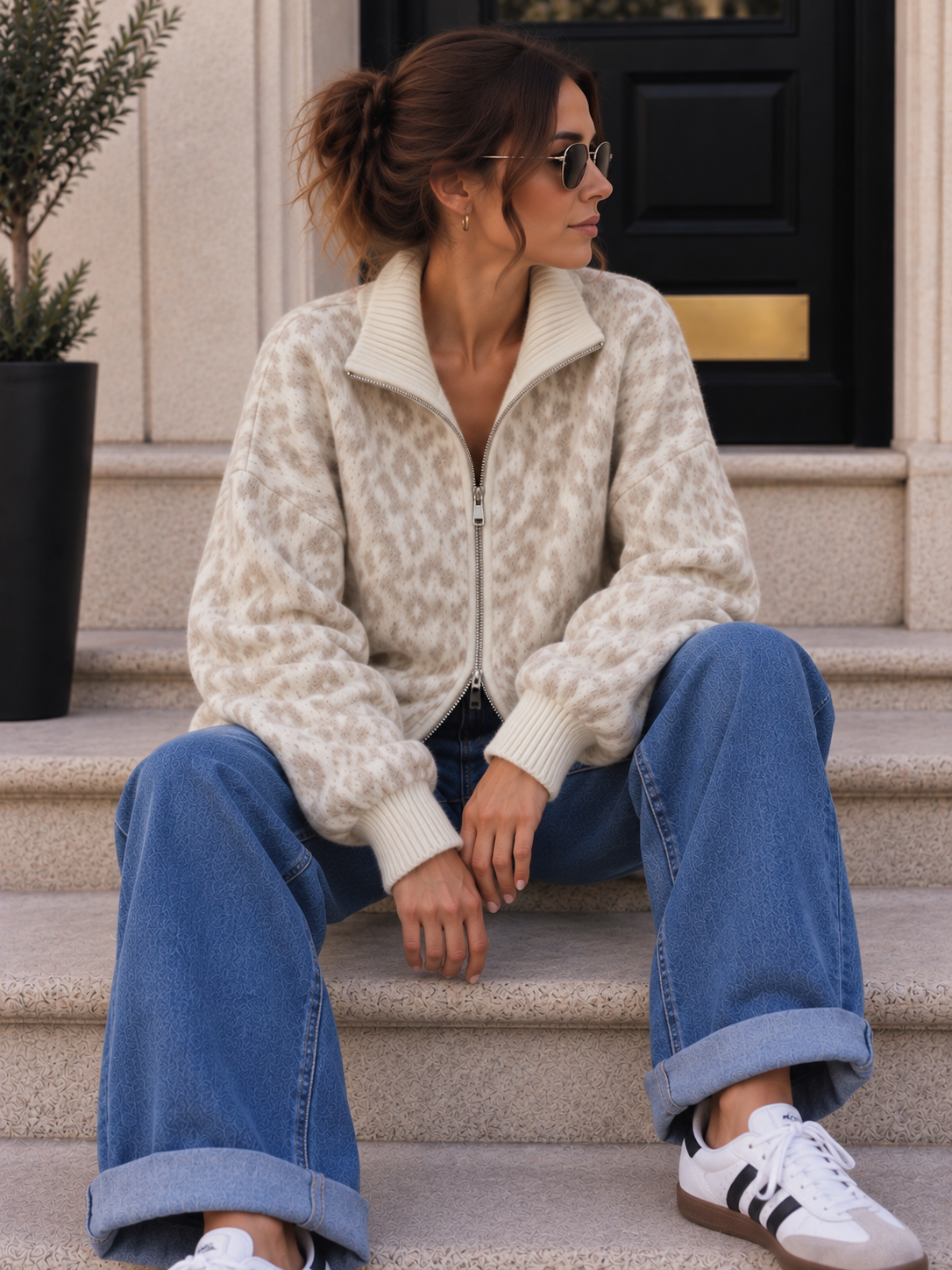 Cardigan-Leo mit Zwei-Wege-Reißverschluss I SJ0071 I Made in Italy 34-42/44 Strickjacke