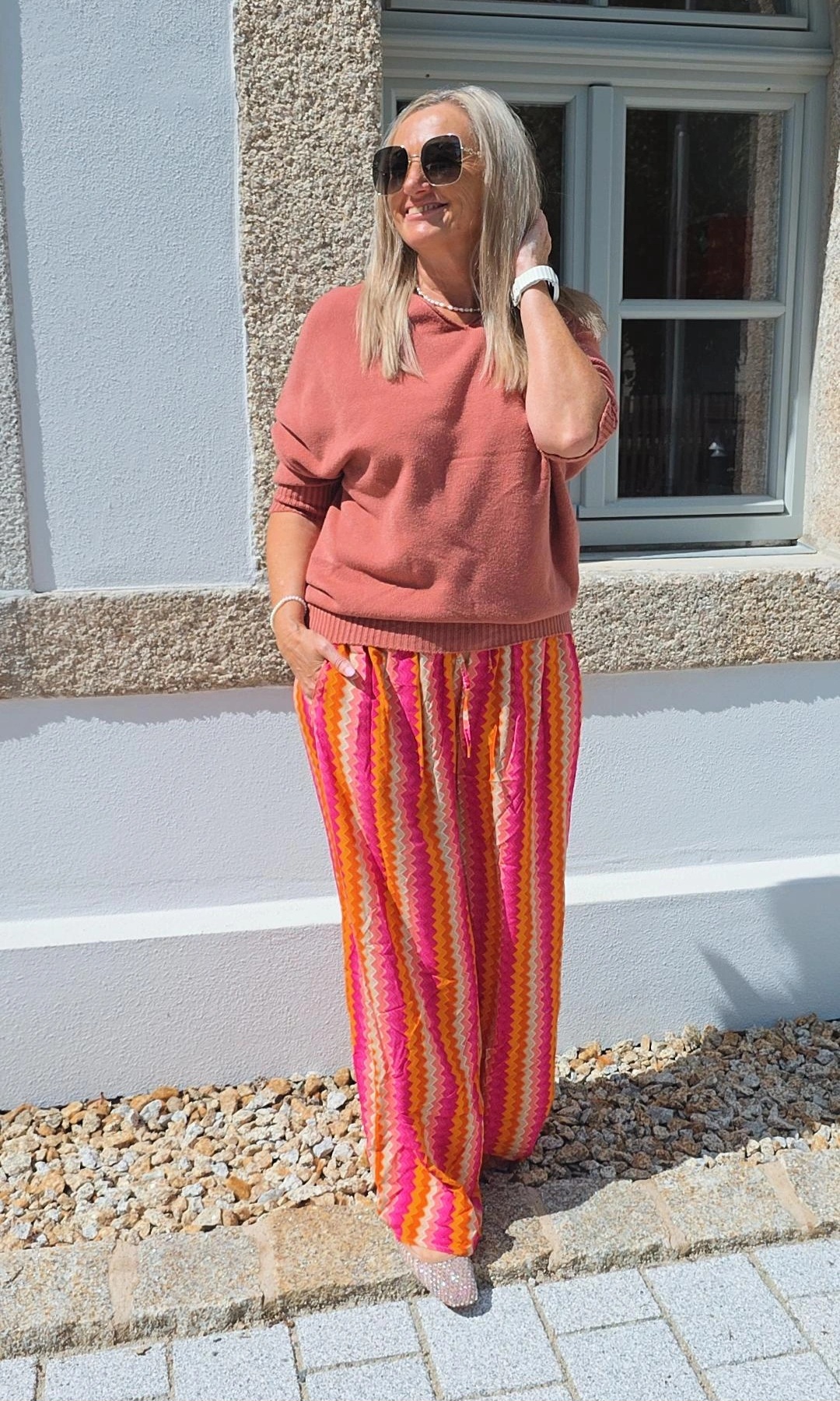 STRICKPULLI VISKOSE CAMILLA 3/4 ARM Unifarben 34-424 Made in Italy