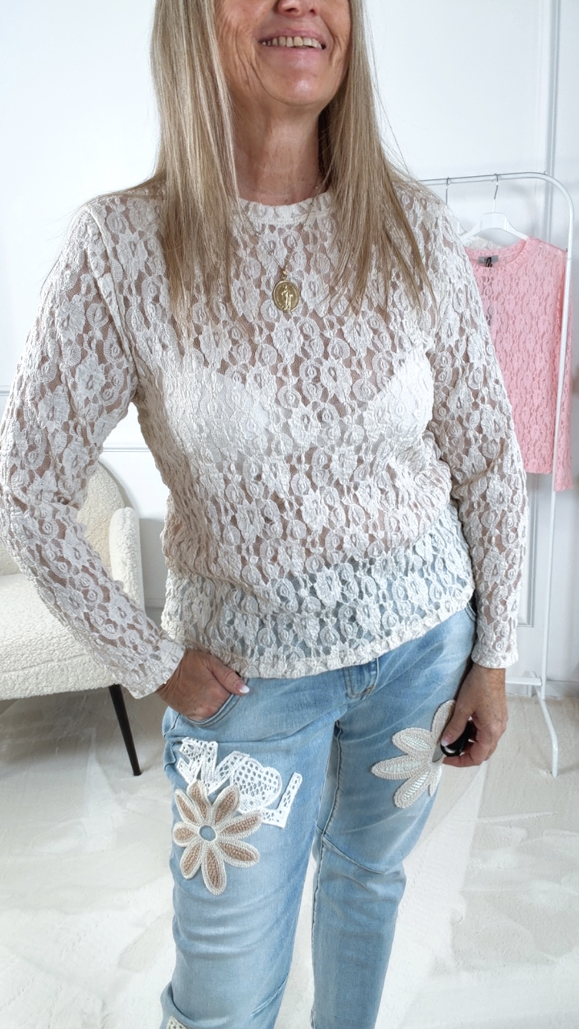 SPITZENTOP ELVA LONG Made in Italy 34 - 42