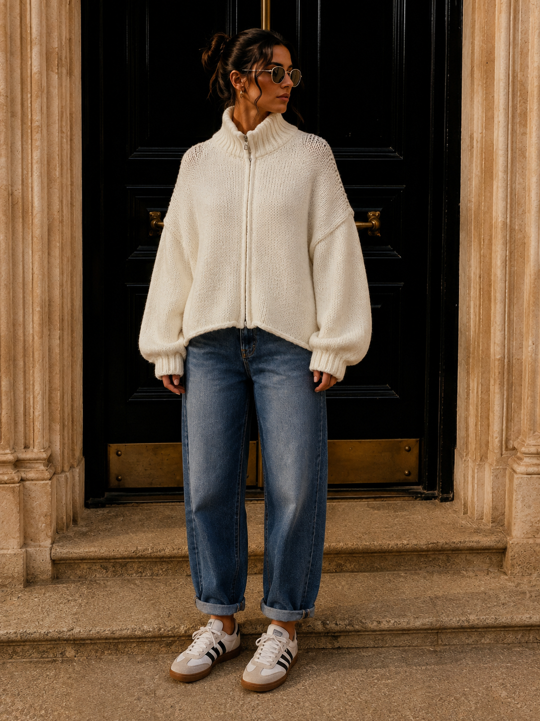 Strickjacke mit Reißverschluss I SJ0043 I Made in Italy 34-46