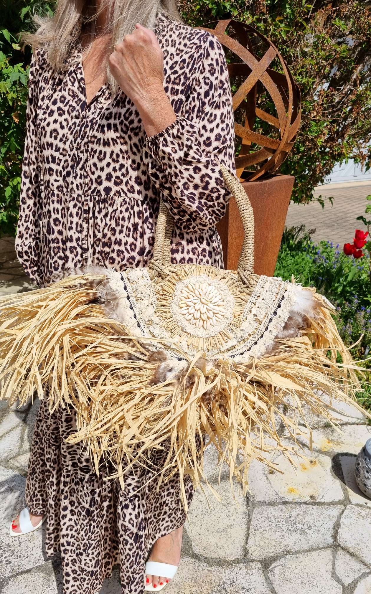 IBIZA BEACH BAG SUMMERLOVE Muscheln Details Strand Tasche Korb Federn Boho Bohemian IBIZA BEACH BAG SUMMERLOVE Muscheln Details Strand Tasche Korb Federn Boho Bohemian