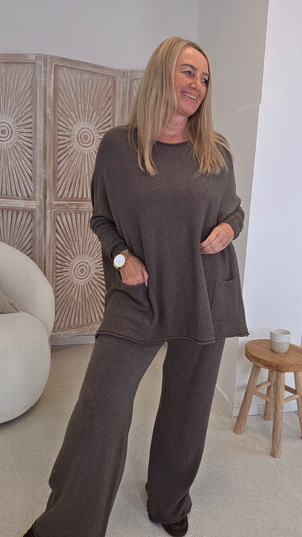 STRICKANZUG ZWEITEILER HAMBURG 42-44 Made in Italy Jogging Hose Pullover