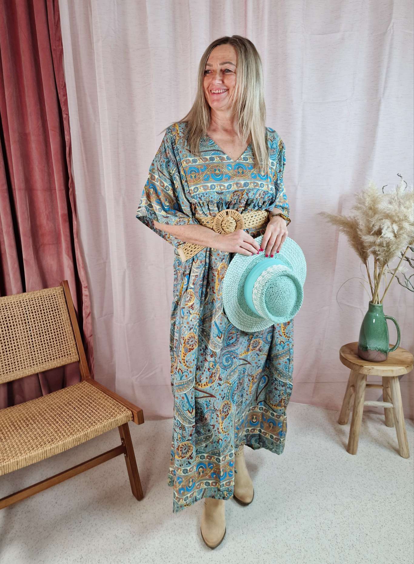 SILK DRESS MALEDIVE VICTORIA MINTGRÜN 36-42/44 Oversize Boho Boheimian Seide Kleid Maxi Beach Sommer