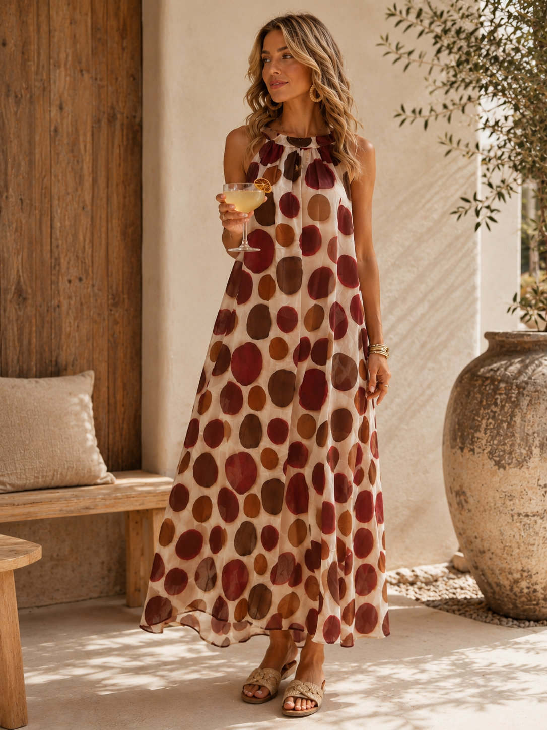 Polka Dots Kleid Zakynthos – Made in Italy | Passend bis zu einer guten Größe 42