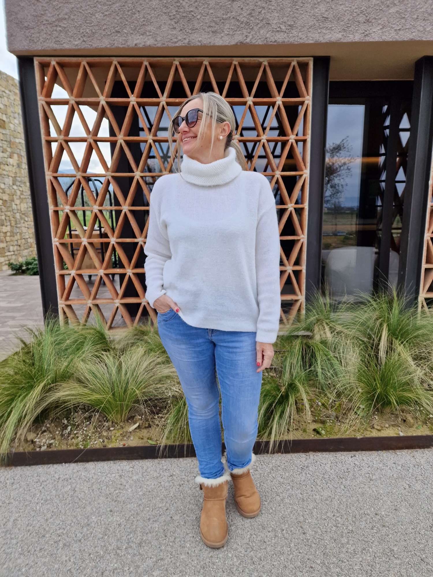 EDLER LUXURY ROLLKRAGEN PULLOVER FRANKA CREME 34-42 Made in Italy Strickpullover Alpaka Wolle