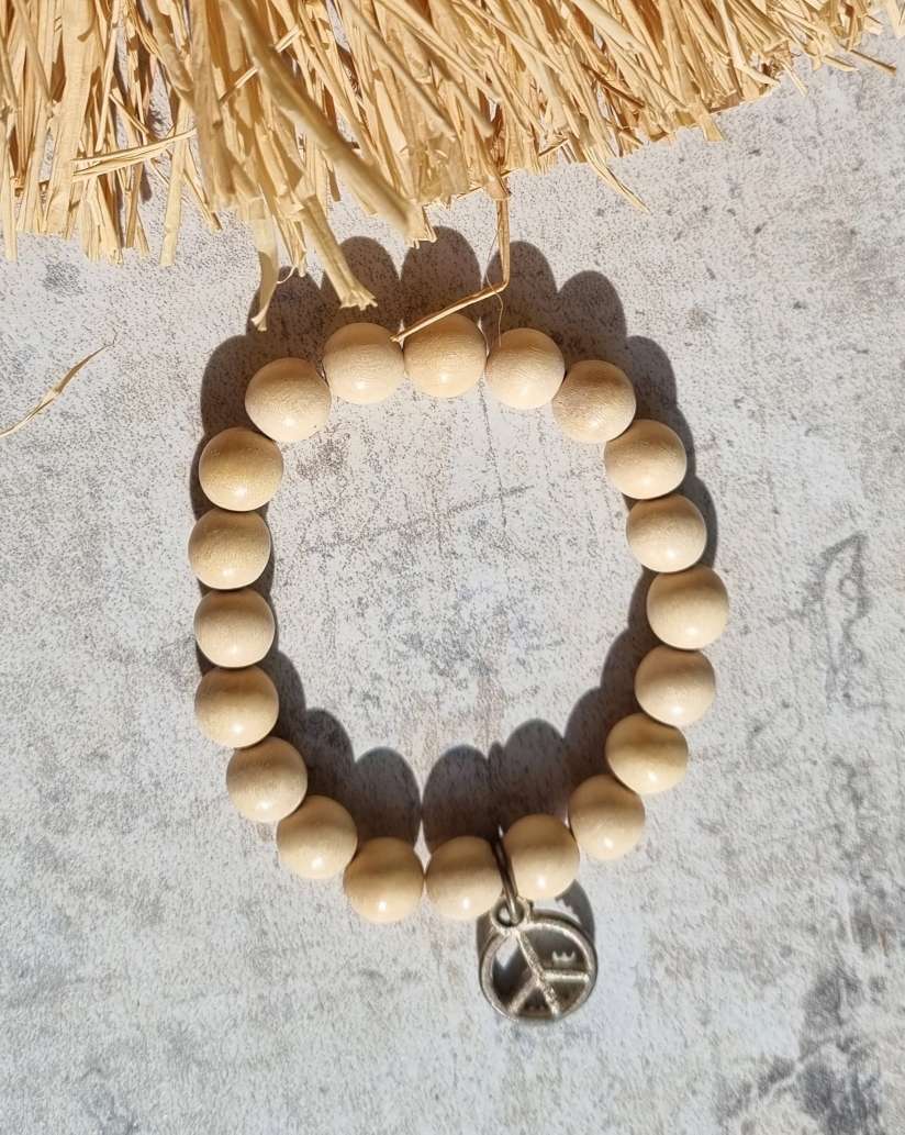 BRACELET CREME PEACE EsTrenc City Armband Sandy Sahara Akazienholz Perlen BRACELET CREME PEACE EsTrenc City Armband Sandy Sahara Akazienholz Perlen