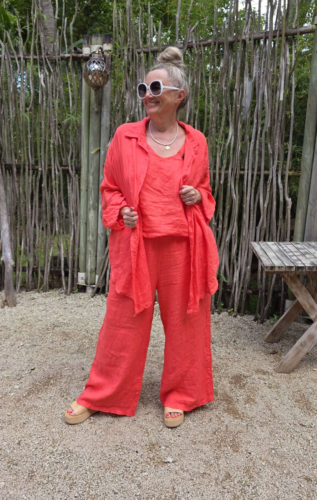 LINEN BLOUSE CRISTINA UNI Made in Italy 34-46/48 Leinen Bluse