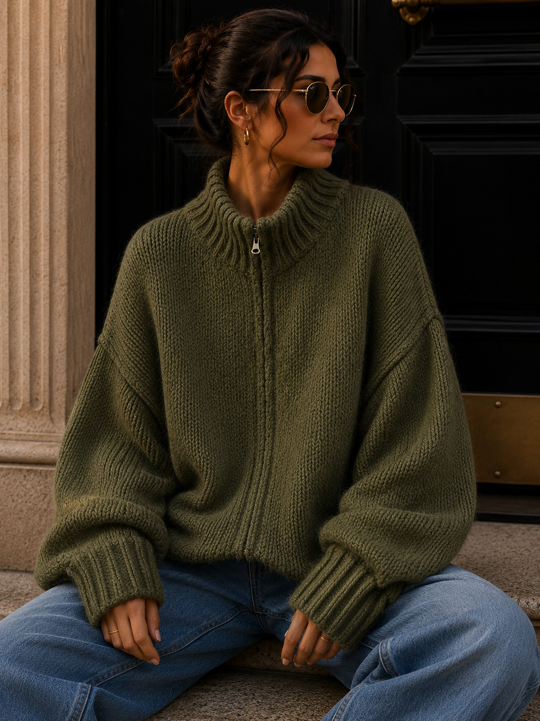 Strickjacke mit Reißverschluss I SJ0043 I Made in Italy 34-46