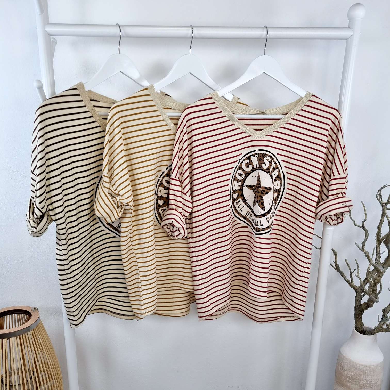 STRIPED LONGSLEEVE SHIRT LEO ROCKSTAR CAMEL 34-42 Made in Italy versch. Farben STRIPES STREIFEN STRIPED LONGSLEEVE SHIRT LEO ROCKSTAR CAMEL 34-42 Made in Italy versch. Farben STRIPES STREIFEN