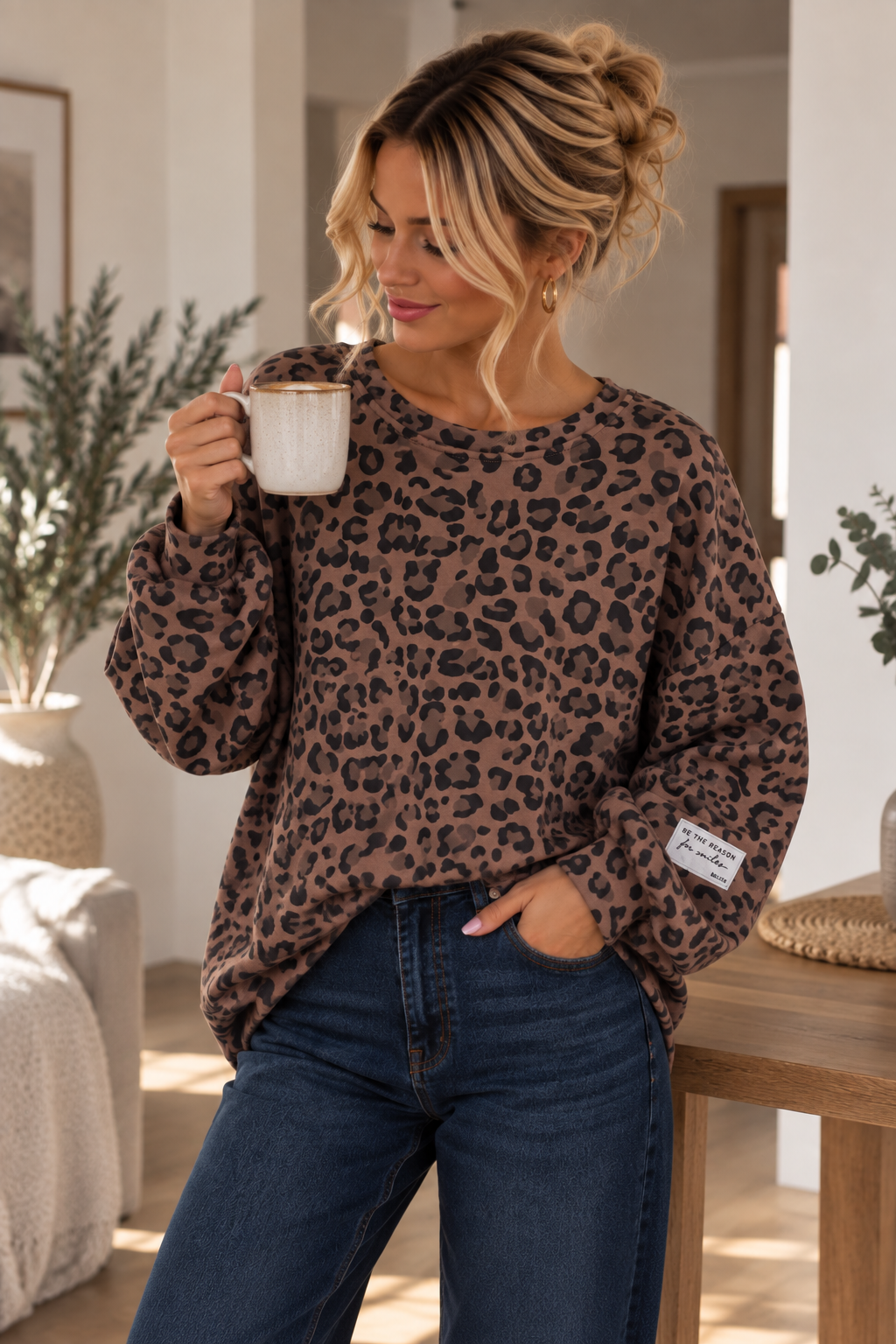 Leo Sweater mit Patch – SW0093 Made in Italy Gr 34-42