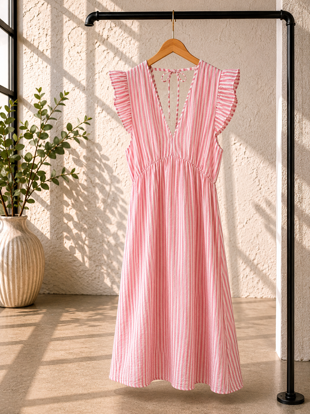 MUSSELIN KLEID ZOE STRIPES 34 - 42 Made in Italy ärmellos Rüsche