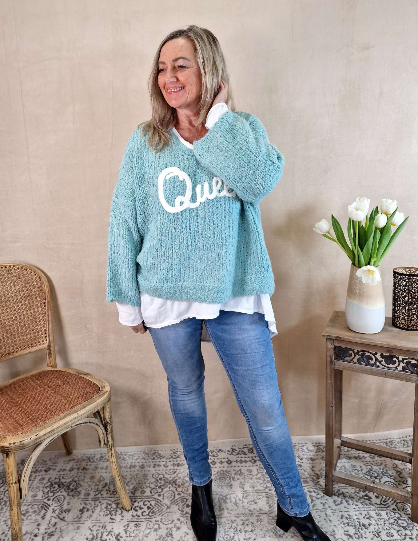 KNIT SWEATER QUEEN MINT 34-42 Made in Italy Strickpullover Pullover KNIT SWEATER QUEEN MINT 34-42 Made in Italy Strickpullover Pullover