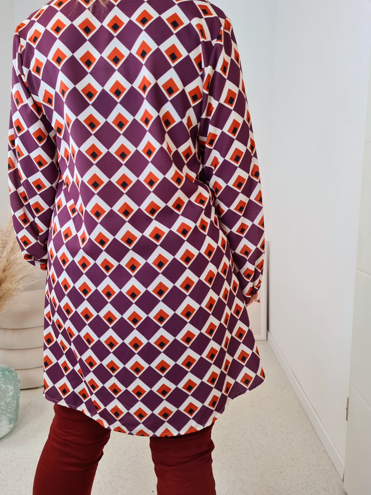 LONG BLUSE ELDORA PURPLE A-Form Kleid Made in Italy 34-40/42 LONG BLUSE ELDORA PURPLE A-Form Kleid Made in Italy 34-40/42