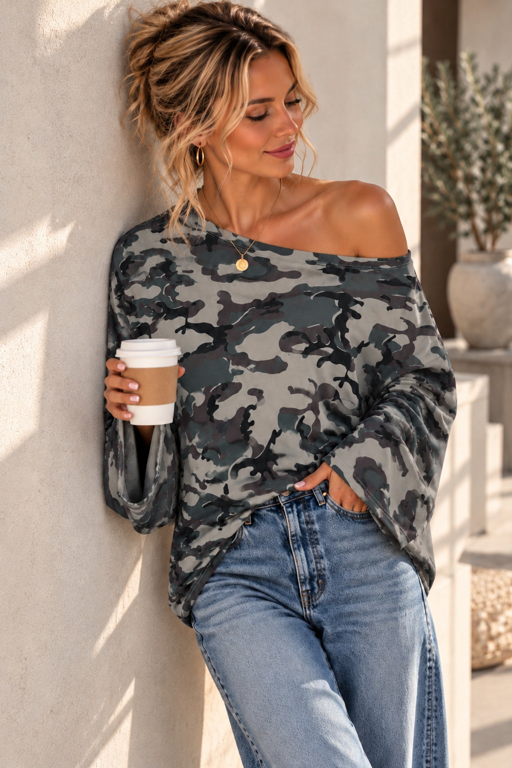 LONGSLEEVE CAMOUFLAGE Made in Italy Gr. 36 - 46 LS0108 Sweater