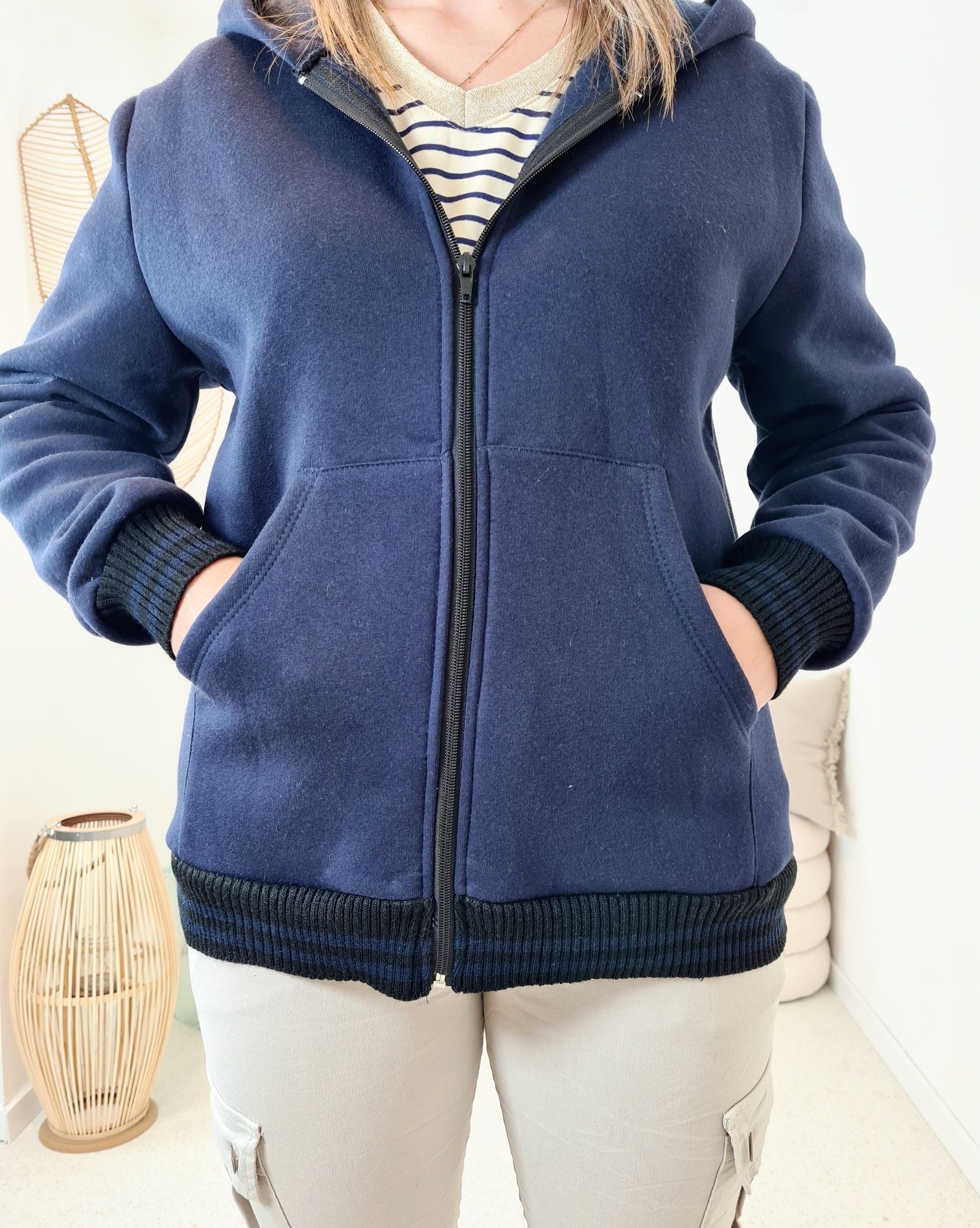 HOODIE SWEATER JACKE LOTTI  BLAU Made in Italy Oversize 34-42 versch. Farben