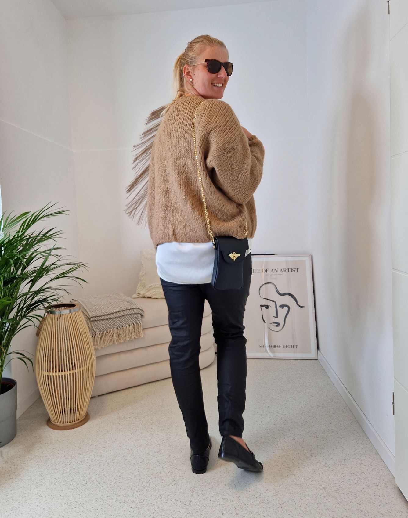 KNIT CARDIGAN MILLY CAMEL 34-42 Made in Italy kurze Strickjacke KNIT CARDIGAN MILLY CAMEL 34-42 Made in Italy kurze Strickjacke