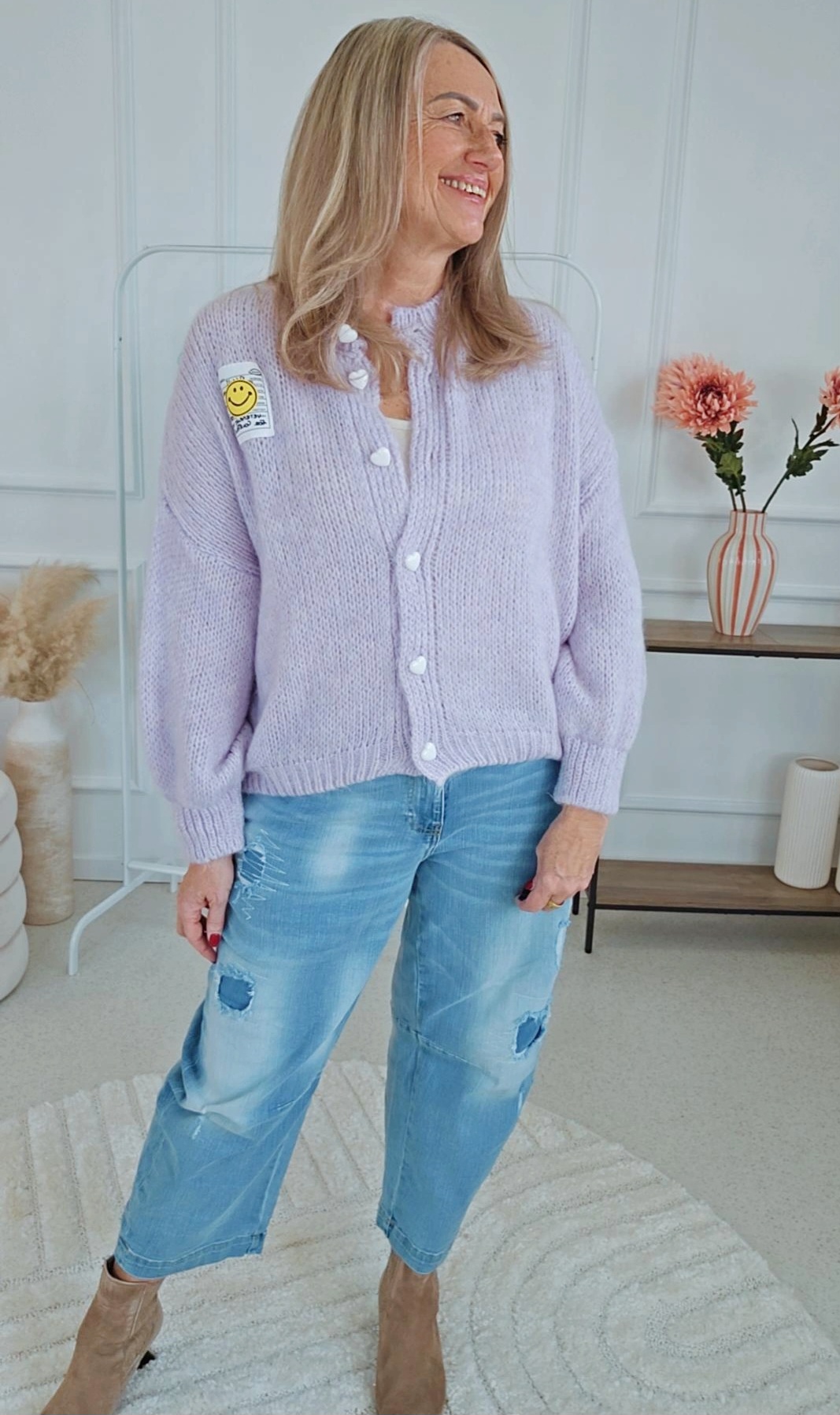 STRICK CARDIGAN KERSTIN SMILE PATCH Made in Italy 34-42/44
