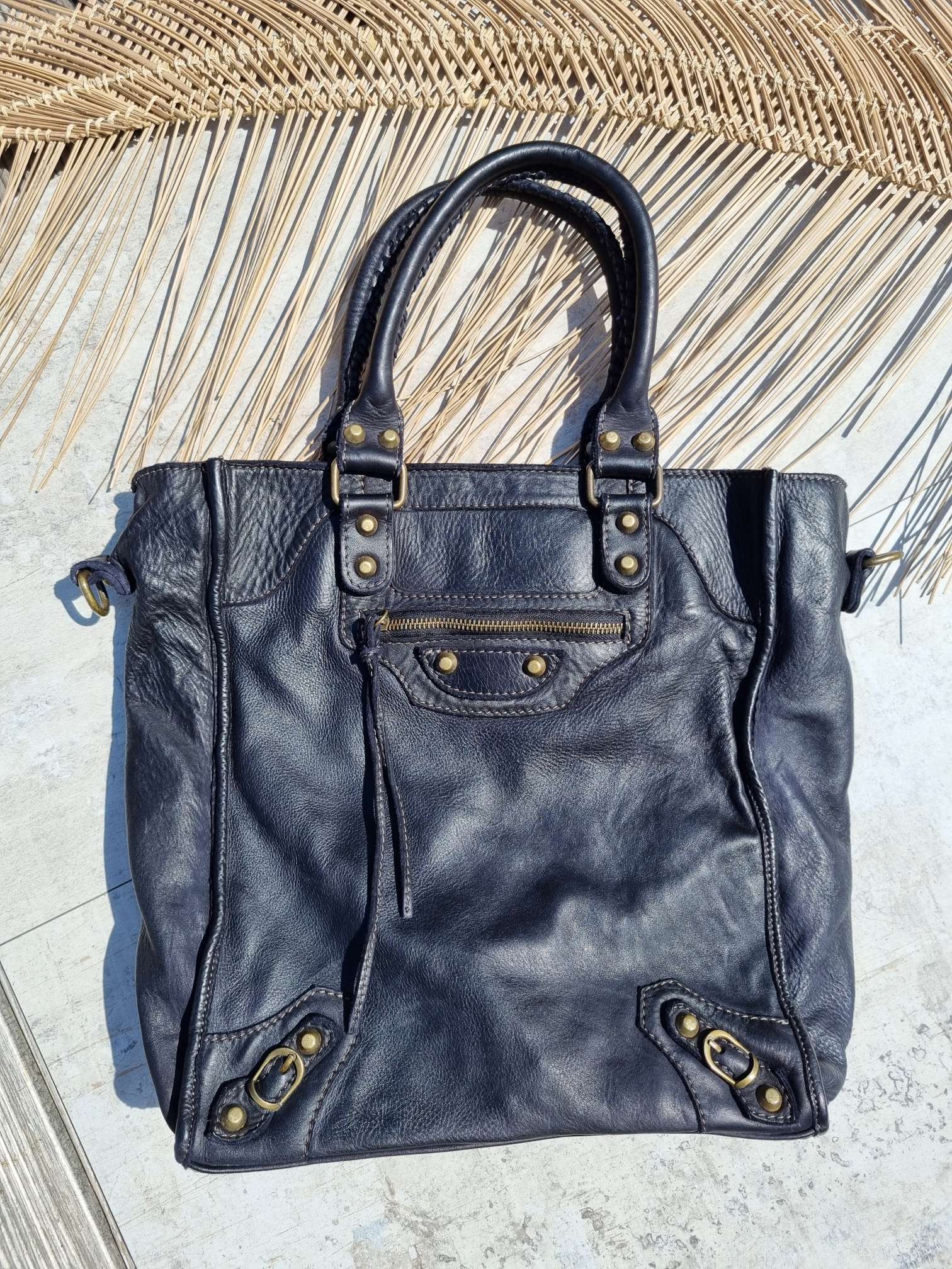 LEDER SHOPPER NIZZA SCHWARZ gewaschenes Leder Ledertasche Shoppingbag Made in Italy LEDER SHOPPER NIZZA SCHWARZ gewaschenes Leder Ledertasche Shoppingbag Made in Italy
